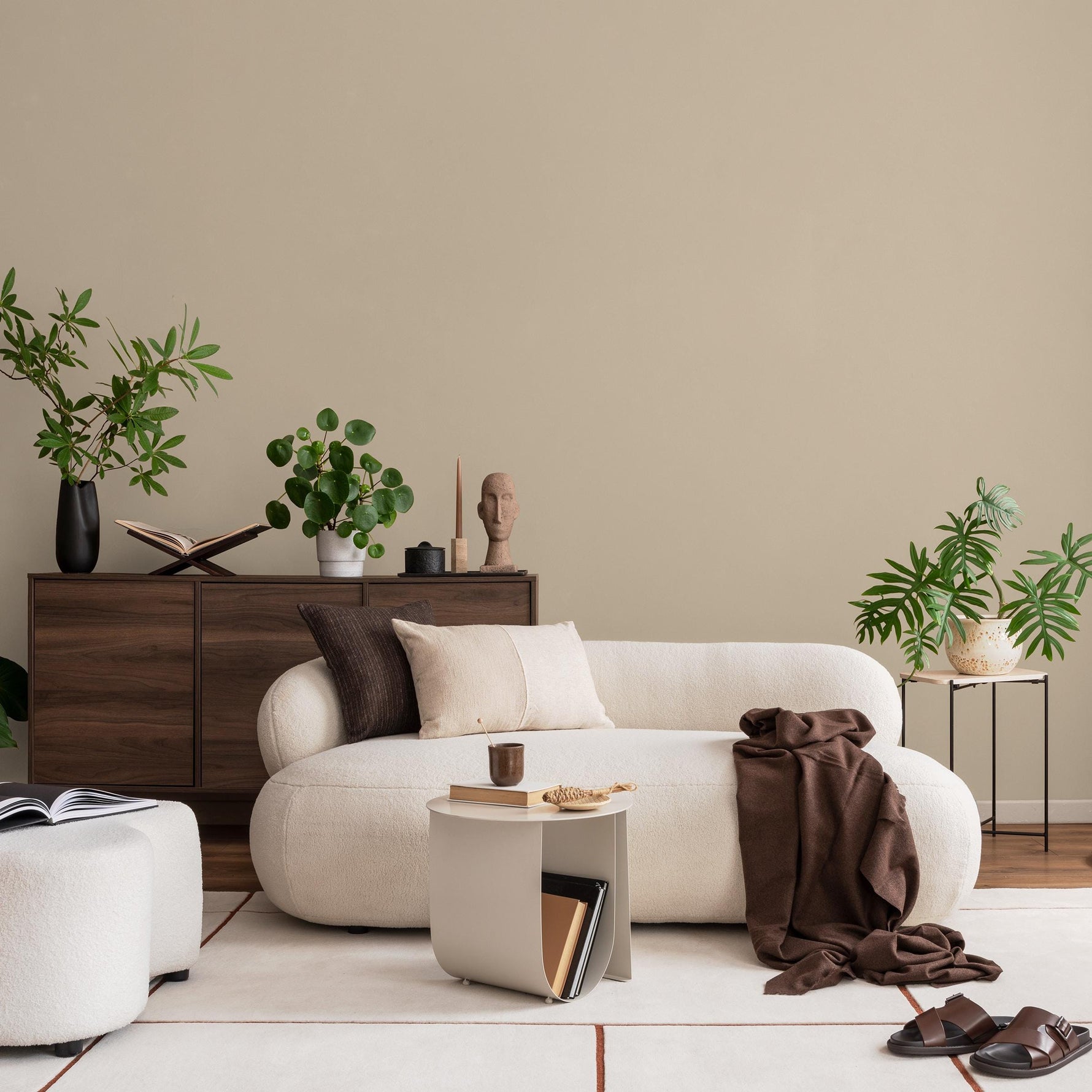 Beige Linen Wallpaper / Solid Color with a Minimalist Texture in a Natural Cream Tone - E179