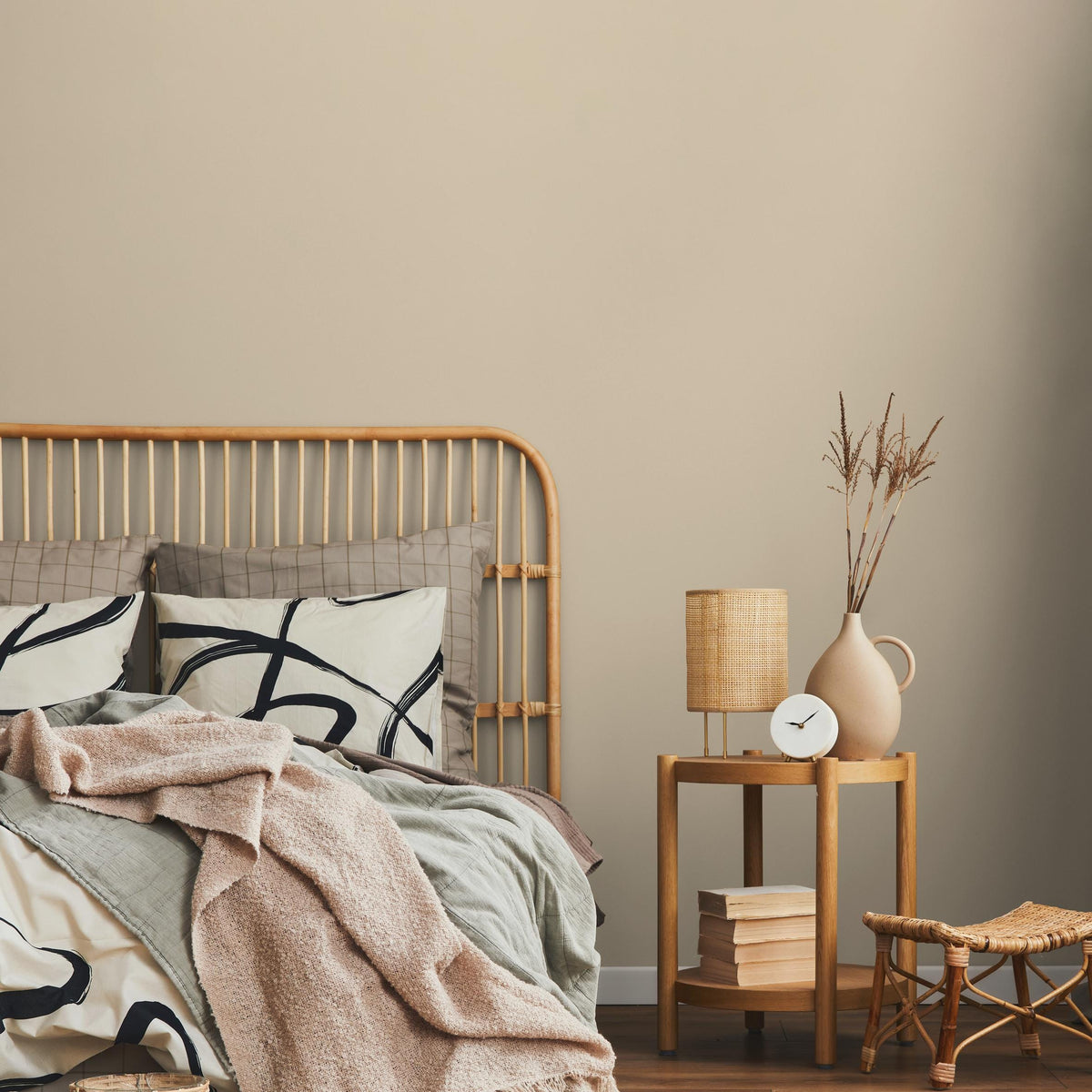 Beige Linen Wallpaper / Solid Color with a Minimalist Texture in a Natural Cream Tone - E179