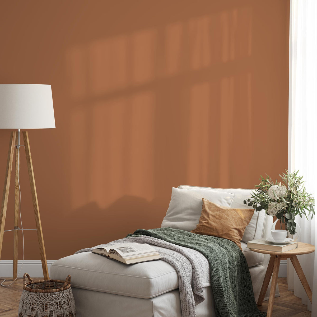 Brown Sugar Wallpaper / Solid Color / Available in a Warm Terracotta Brown - E147