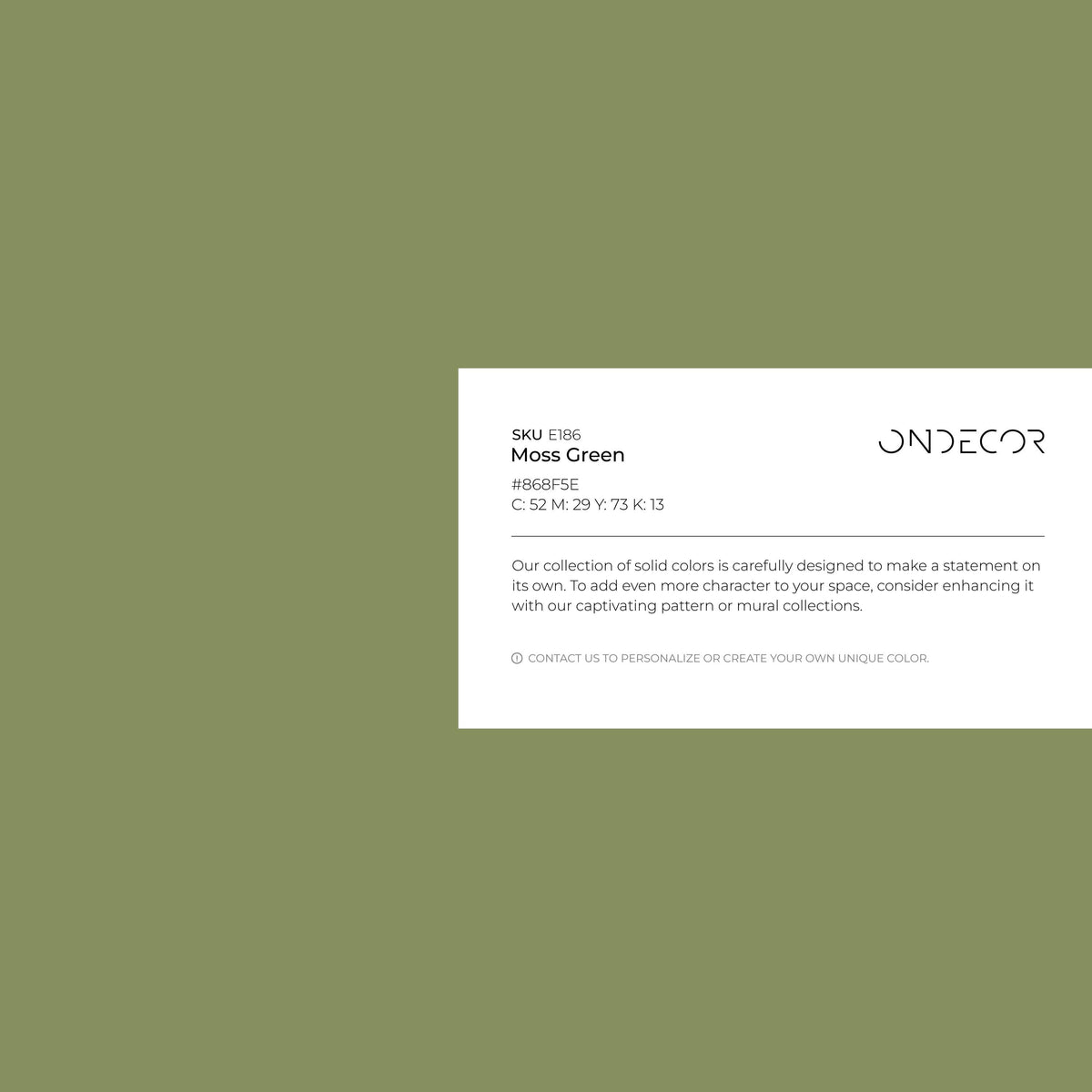 Moss Green Wallpaper / Solid Color / Minimalist Design in an Earthy Olive Hue - E186