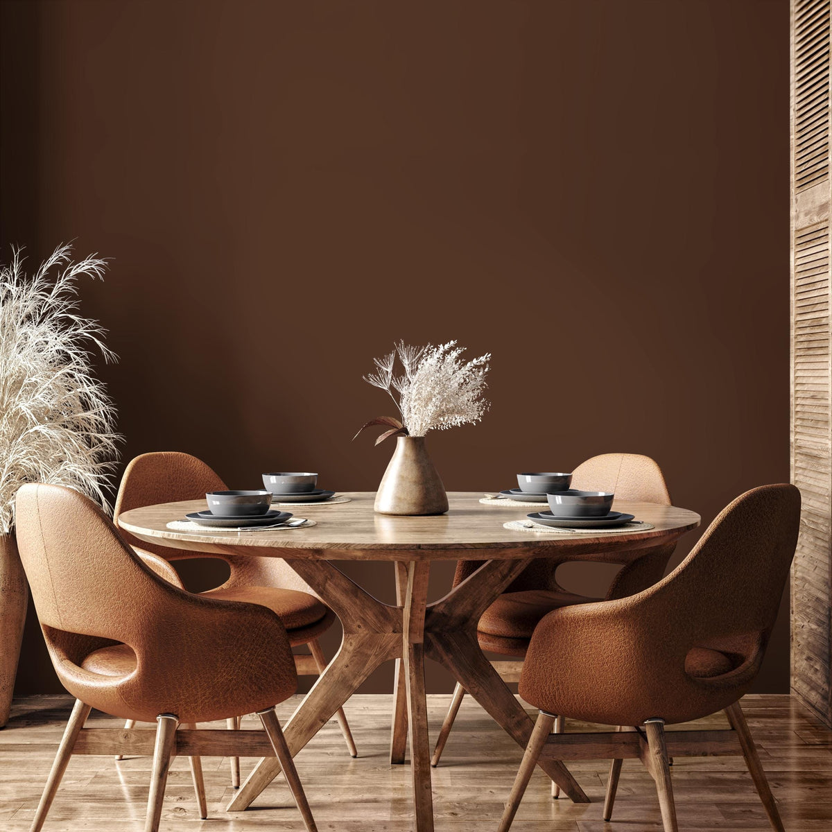 Roasted Chestnut Wallpaper / Solid Color / Minimalist Style in a Deep Earthy Brown - E146