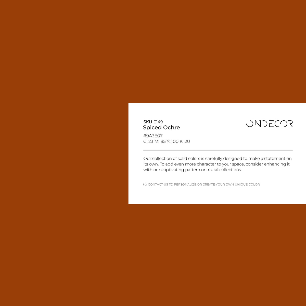 Spiced Ochre Wallpaper / Solid Color / Modern Minimalist Style in Warm Terracotta and Burnt Orange - E149