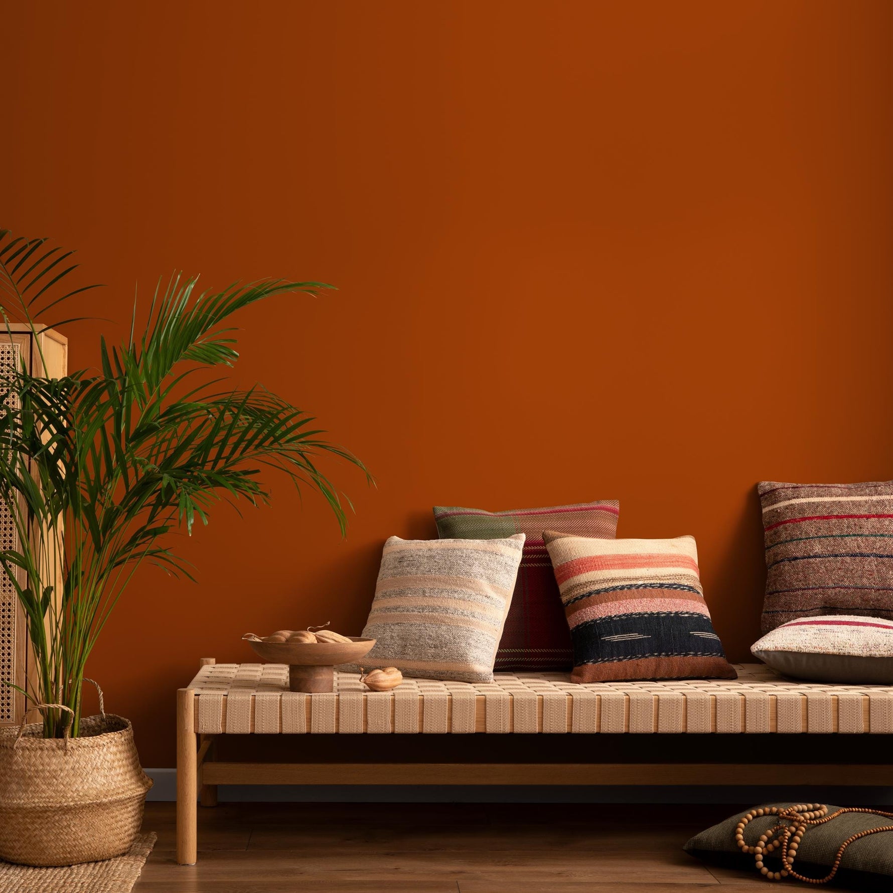 Spiced Ochre Wallpaper / Solid Color / Modern Minimalist Style in Warm Terracotta and Burnt Orange - E149