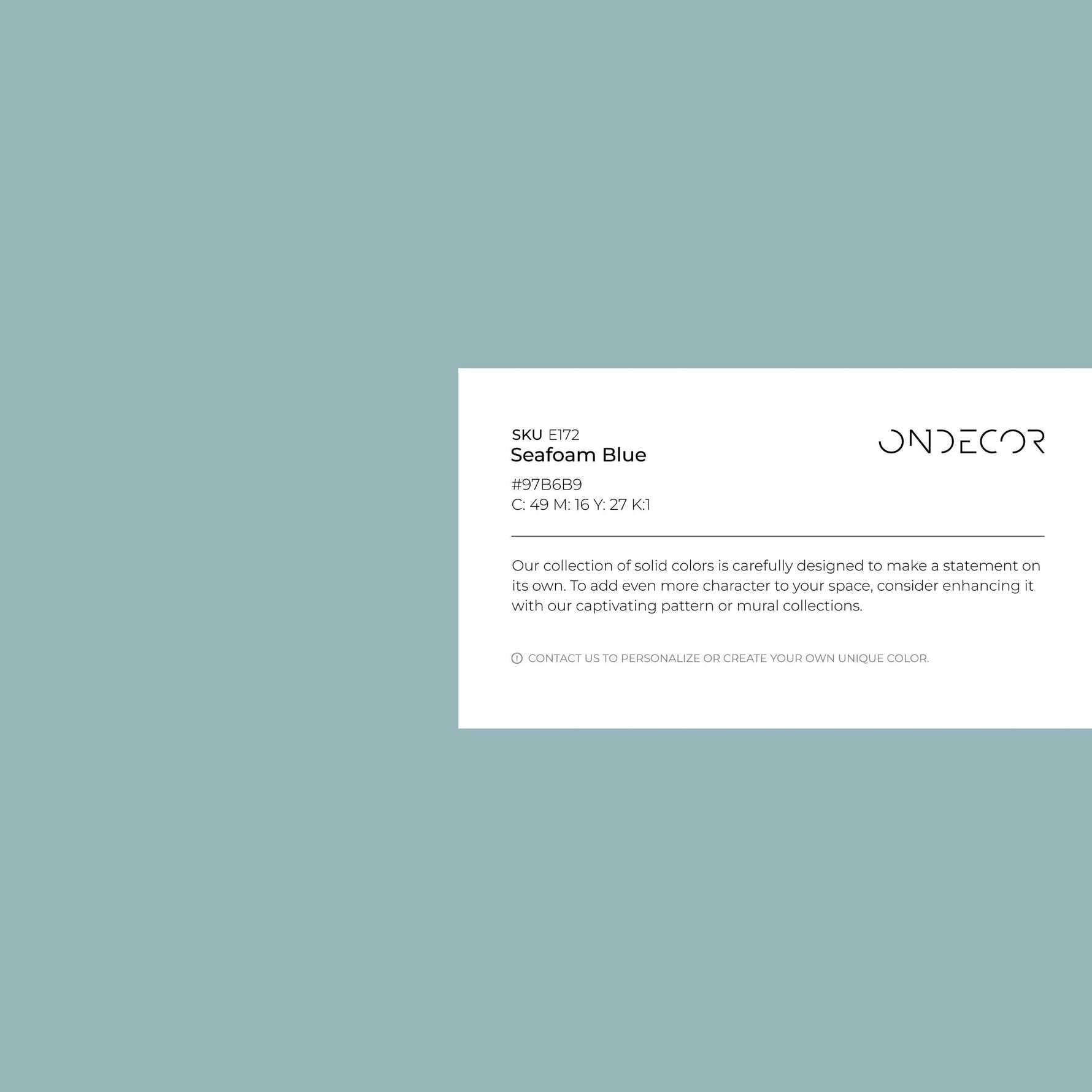 Seafoam Blue Wallpaper / Solid Color / A Minimalist Design in a Calming Dusty Blue - E172