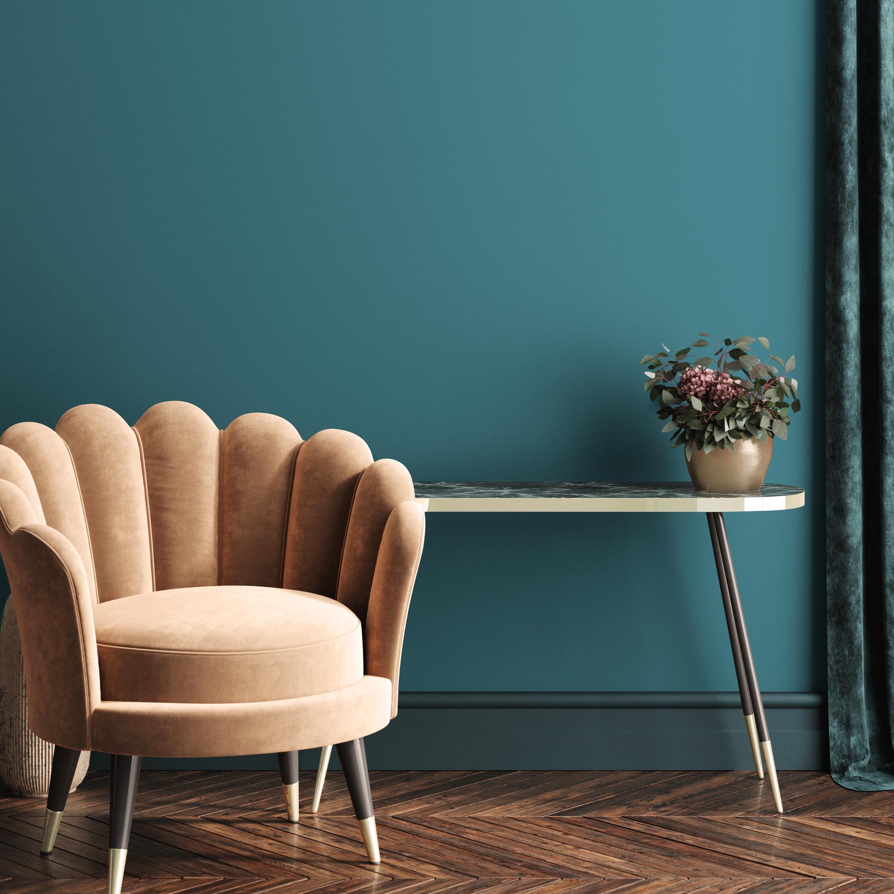 Northern Reef Wallpaper / Solid Color / A Moody Jewel Tone in Deep Teal - E175