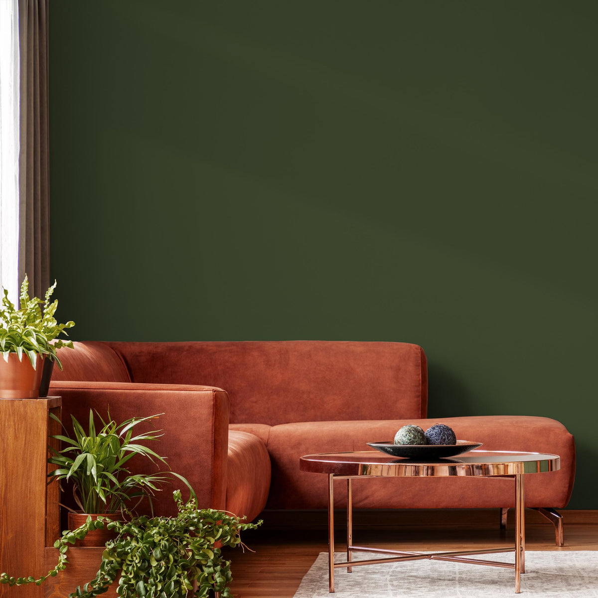 Dry Forest Dune Wallpaper / Solid Color / Modern Minimalist Wall in Earthy Forest Green - E196