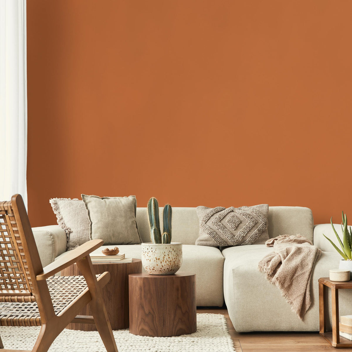 Sunbaked Orange Wallpaper / Solid Color / A Modern Minimalist Design in a Warm Terracotta and Clay Hue - E148