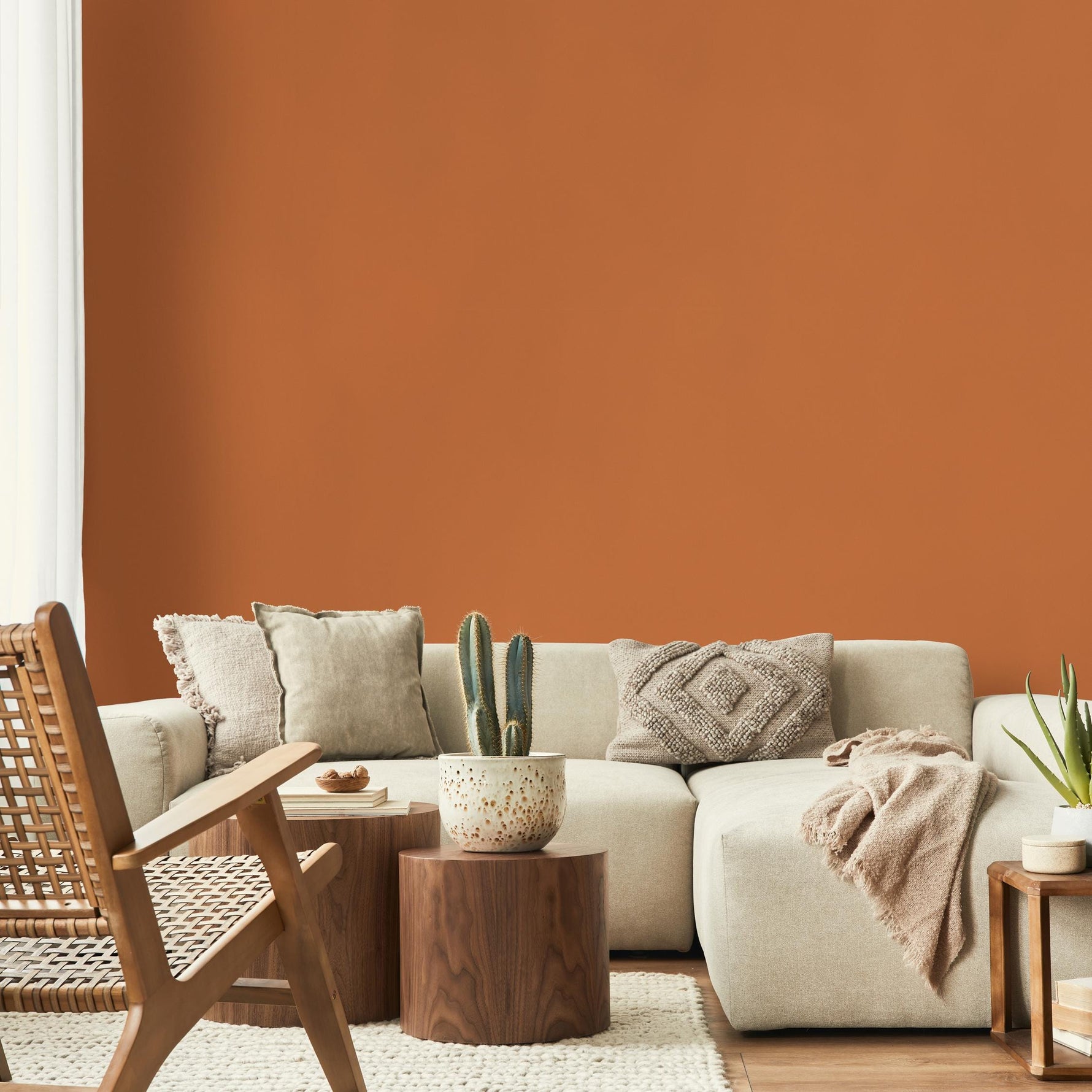 Sunbaked Orange Wallpaper / Solid Color / A Modern Minimalist Design in a Warm Terracotta and Clay Hue - E148