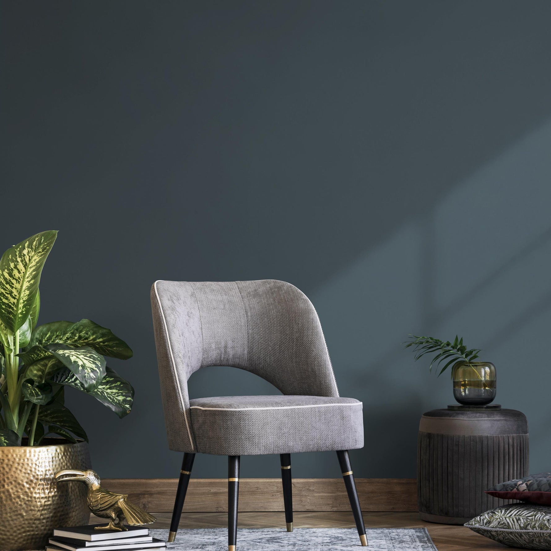 Storm Coast Solid Color Wallpaper - Removable Peel and Stick for a Moody Accent Wall in Slate Gray, Steel Blue and Teal - E170