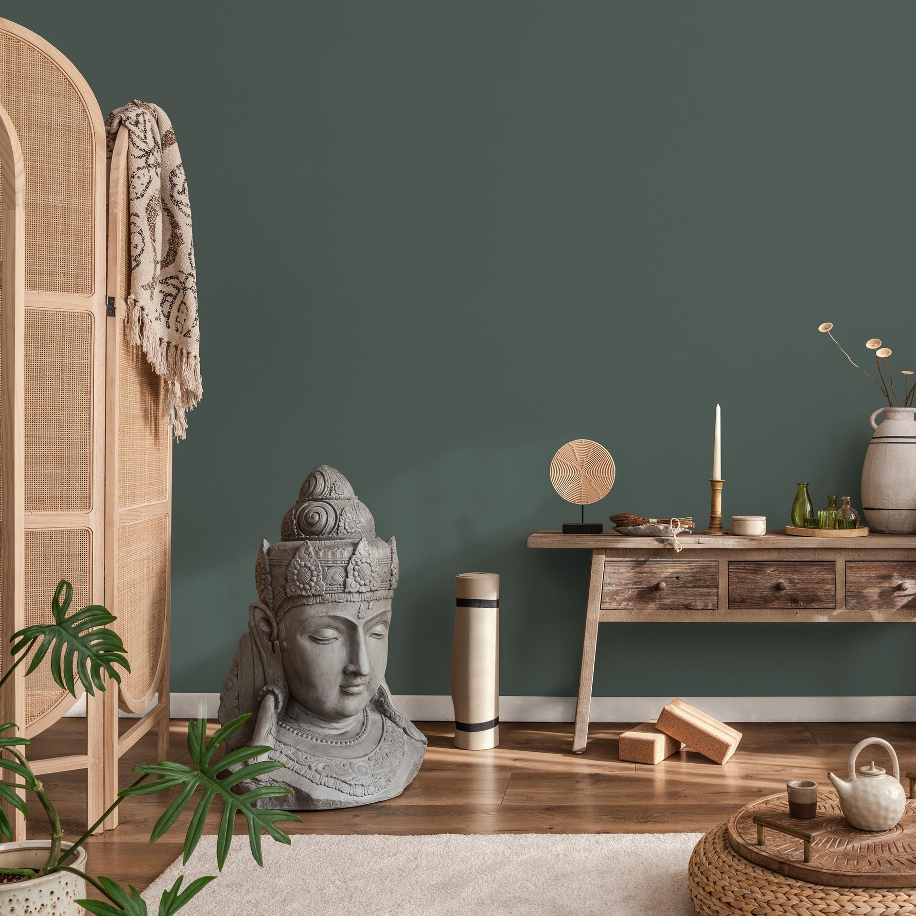 Eucalyptus Shade Wallpaper / Solid Color Featuring a Minimalist Design in an Earthy Sage Green - E192