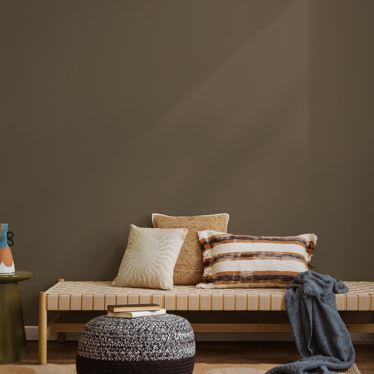 Moss Brown Wallpaper / Solid Color / A Minimalist Design in an Earthy Taupe and Olive Hue - E189