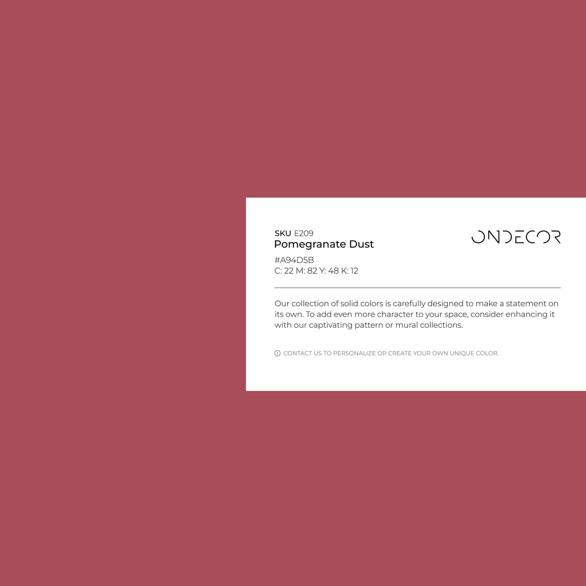 Pomegranate Dust Wallpaper / Solid Color / Available in Dusty Rose and Brick Red - E209