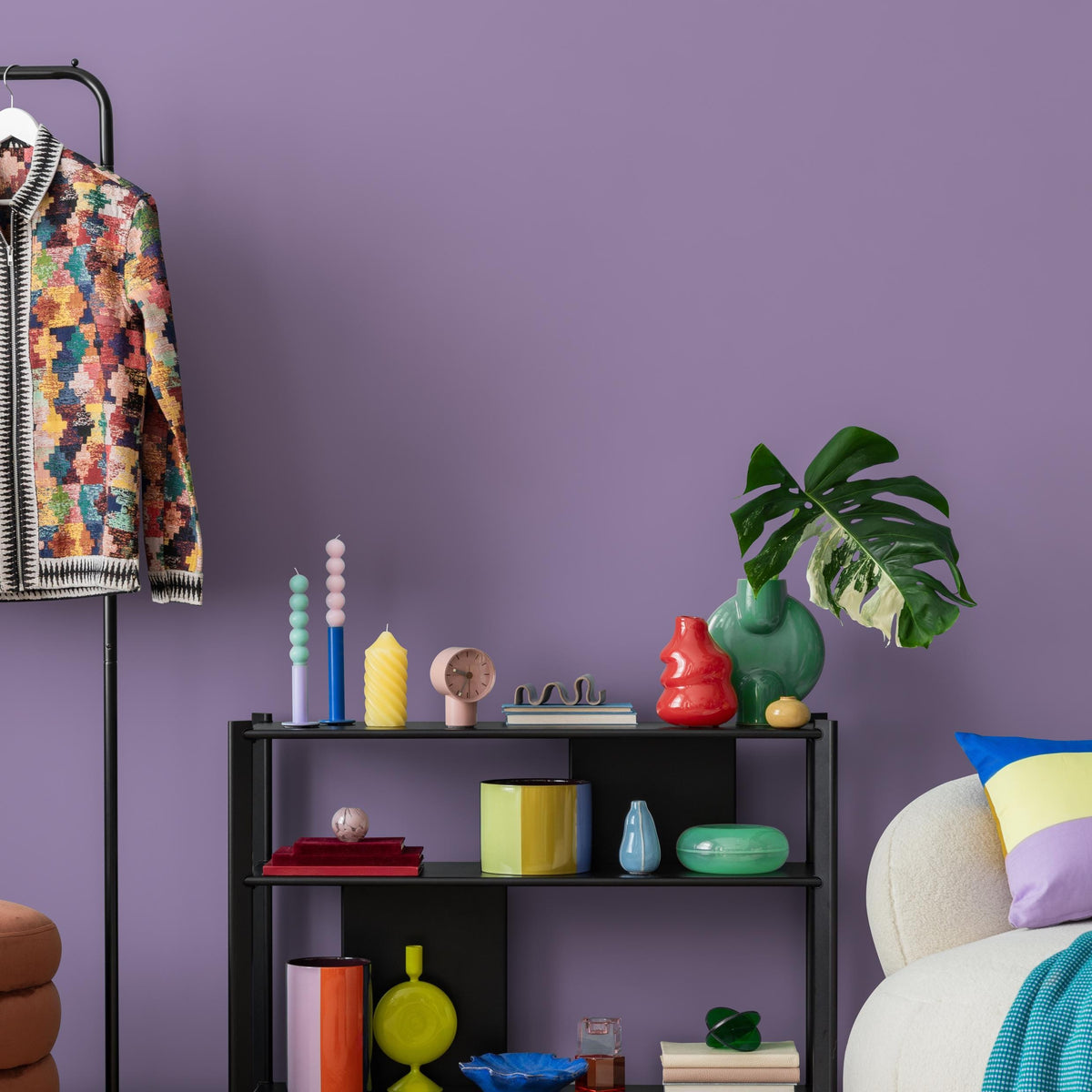 Glossy Grape Wallpaper, Peel and Stick Solid Color for Modern Accent Wall in Deep Purple - E214