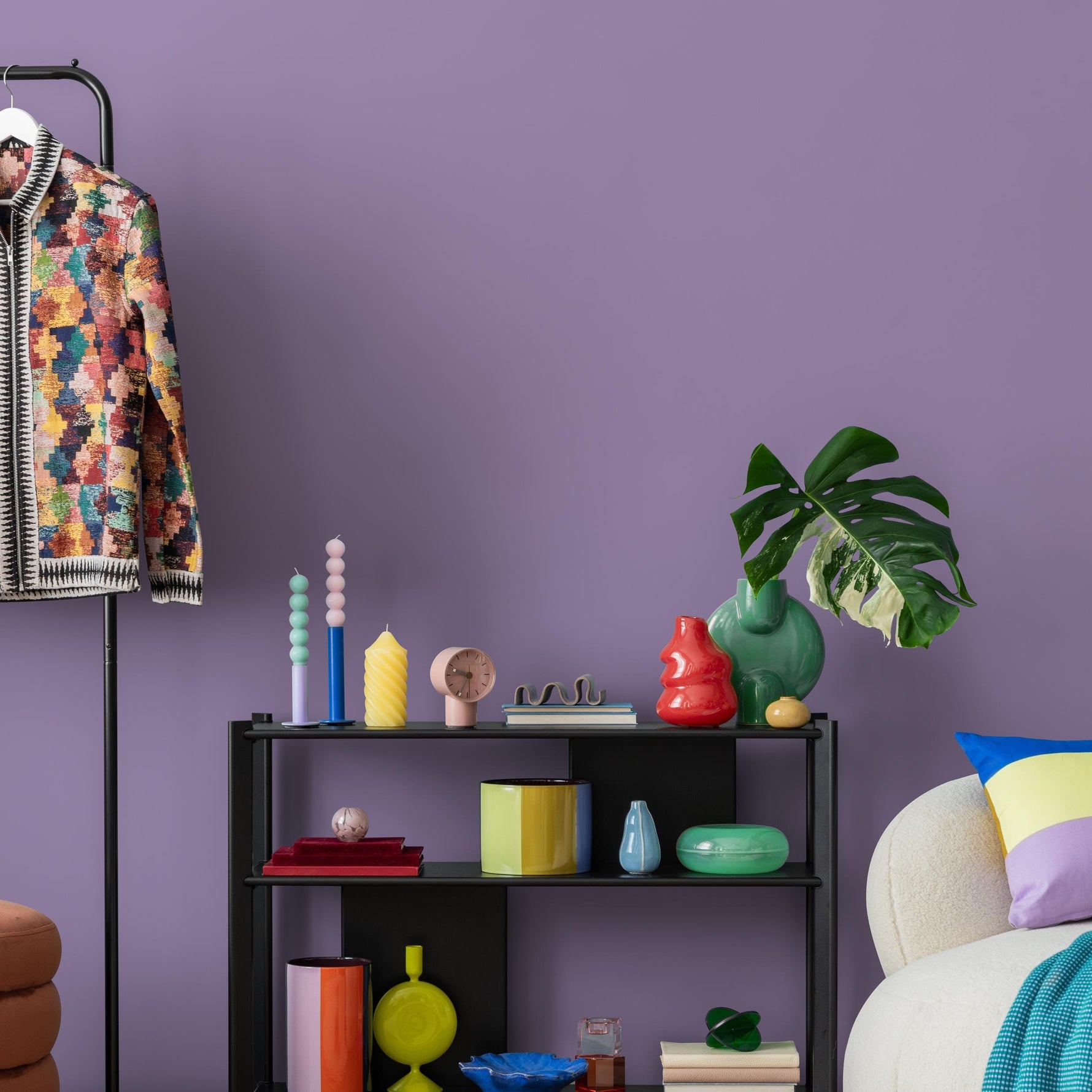 Glossy Grape Wallpaper, Peel and Stick Solid Color for Modern Accent Wall in Deep Purple - E214