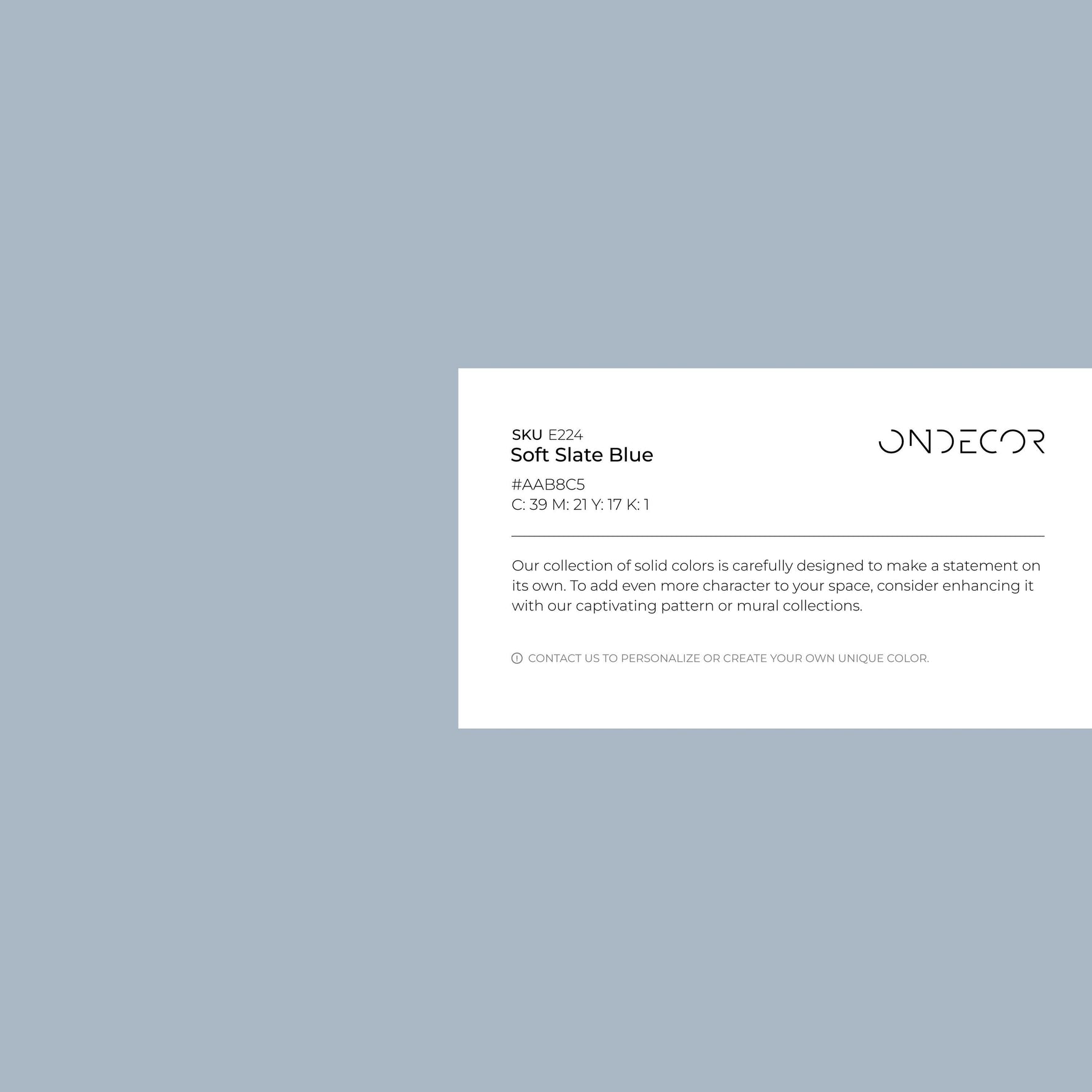 Soft Slate Blue Wallpaper / Solid Color / A Modern Minimalist Design in a Muted Blue-Grey - E224