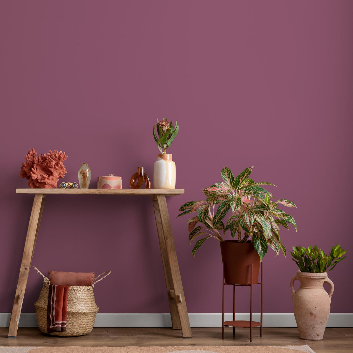 Berry Mauve Wallpaper / Solid Color / Available in a Deep Plum Purple Hue - E206