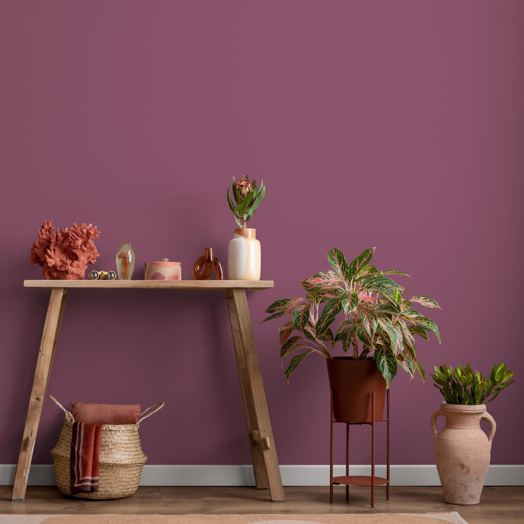 Berry Mauve Wallpaper / Solid Color / Available in a Deep Plum Purple Hue - E206