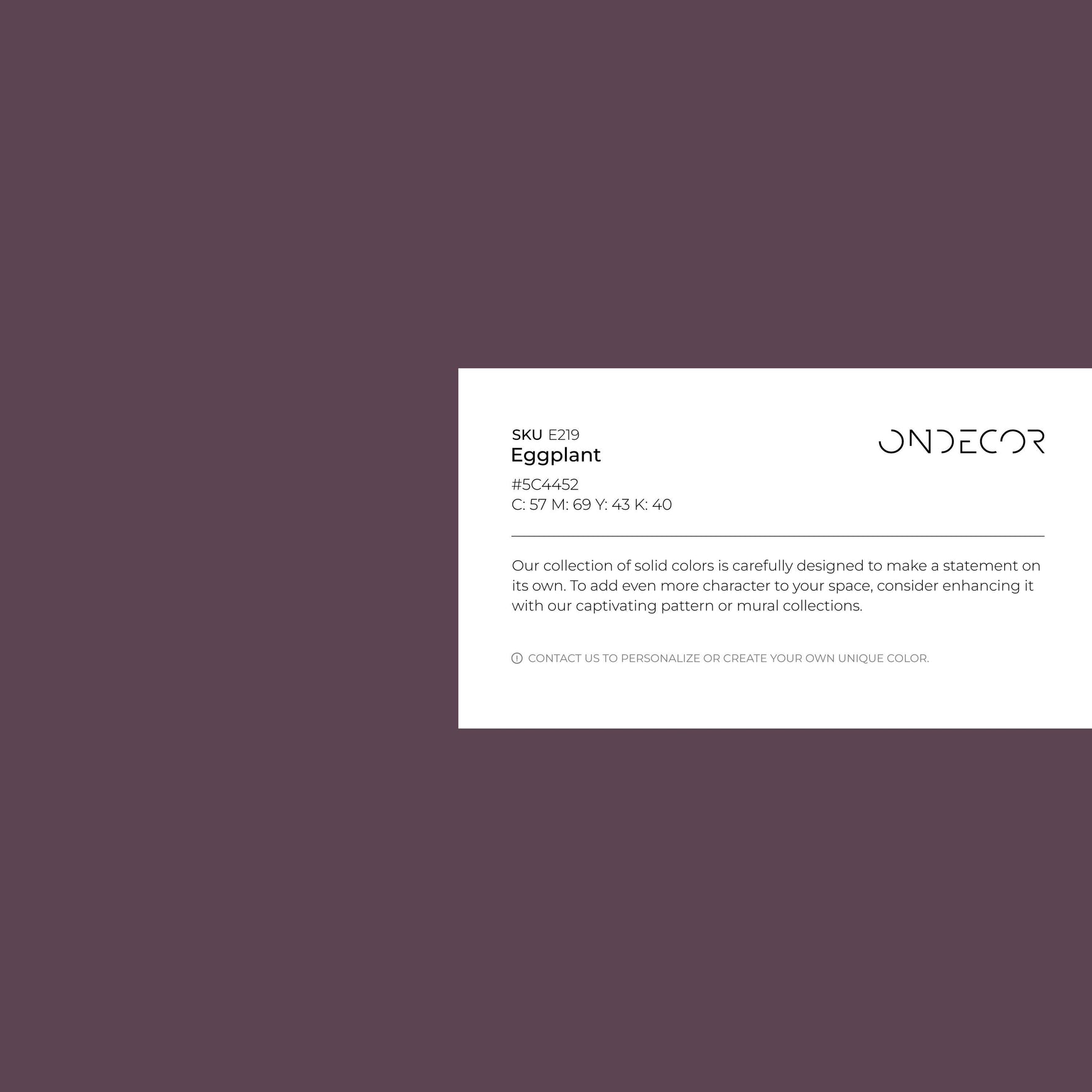 Eggplant Wallpaper / Solid Color, A Moody and Modern Accent in a Deep Plum Purple - E219