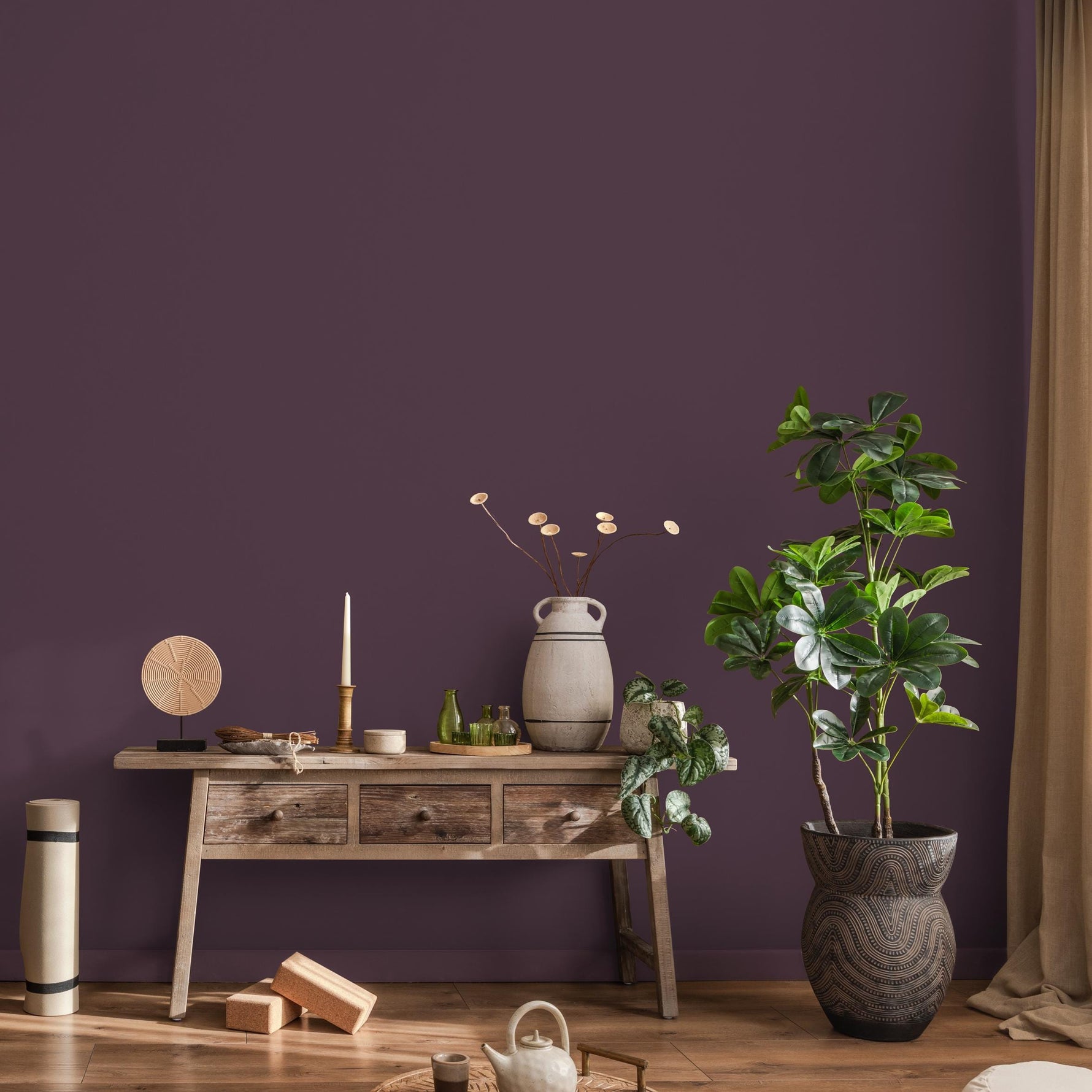 Eggplant Wallpaper / Solid Color, A Moody and Modern Accent in a Deep Plum Purple - E219