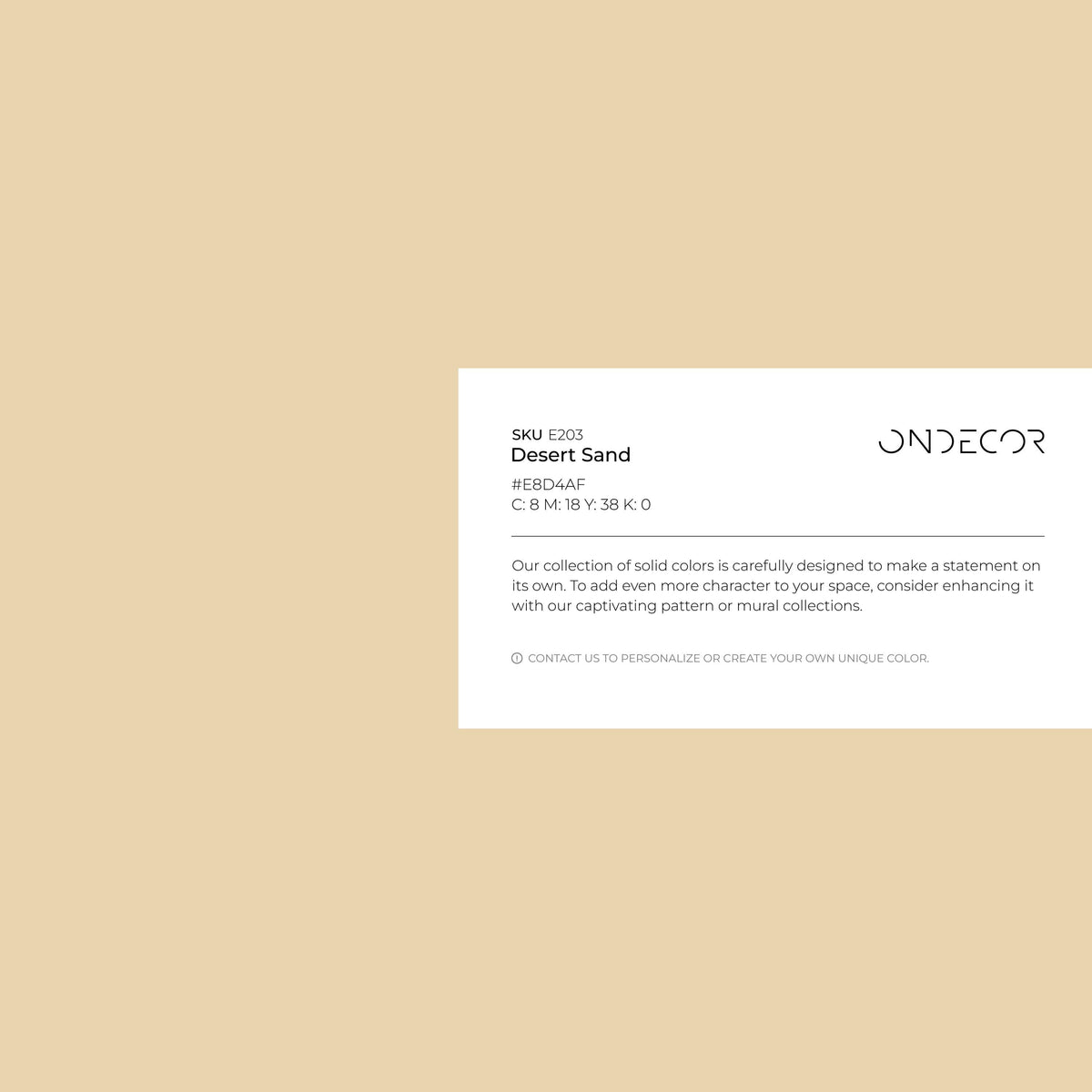 Desert Sand Wallpaper / Solid Color in a Warm, Earthy Beige Tone for Japandi and Boho Styles - E203