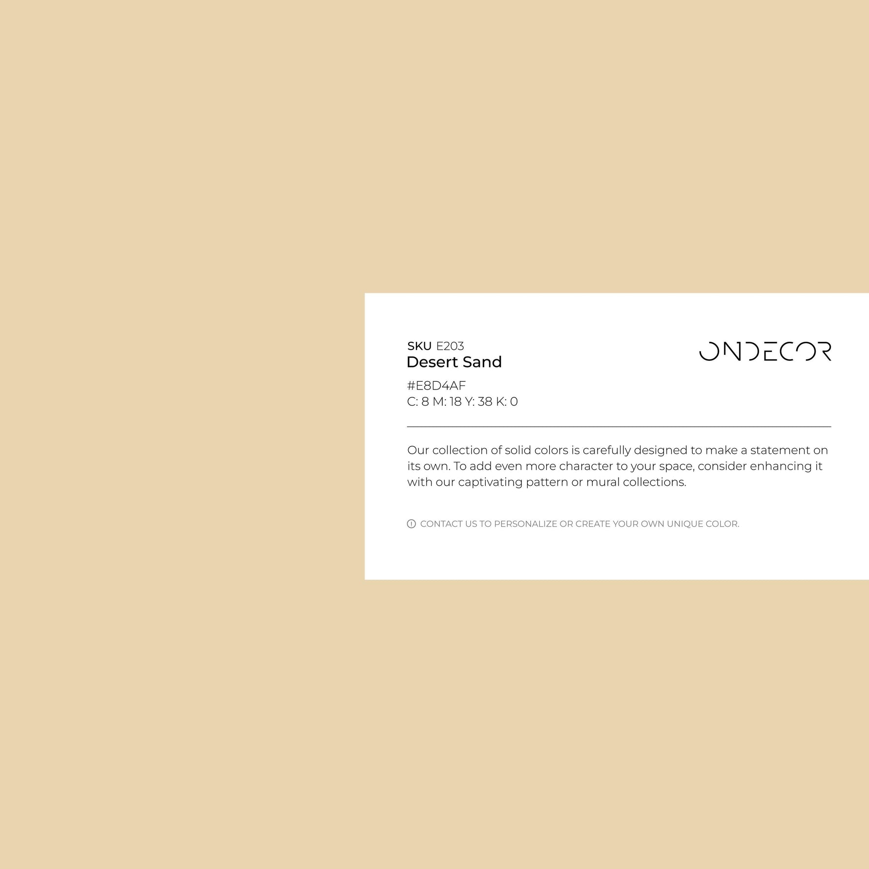 Desert Sand Wallpaper / Solid Color in a Warm, Earthy Beige Tone for Japandi and Boho Styles - E203