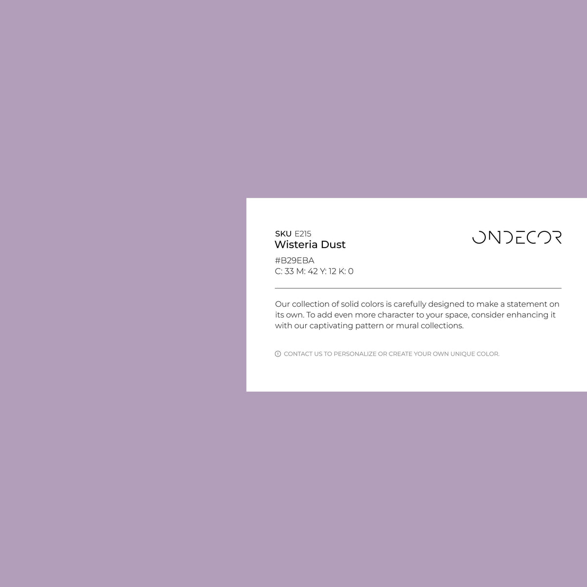 Wisteria Dust Wallpaper / Solid Color / A Modern Minimalist Design in Pastel Lilac Purple - E215