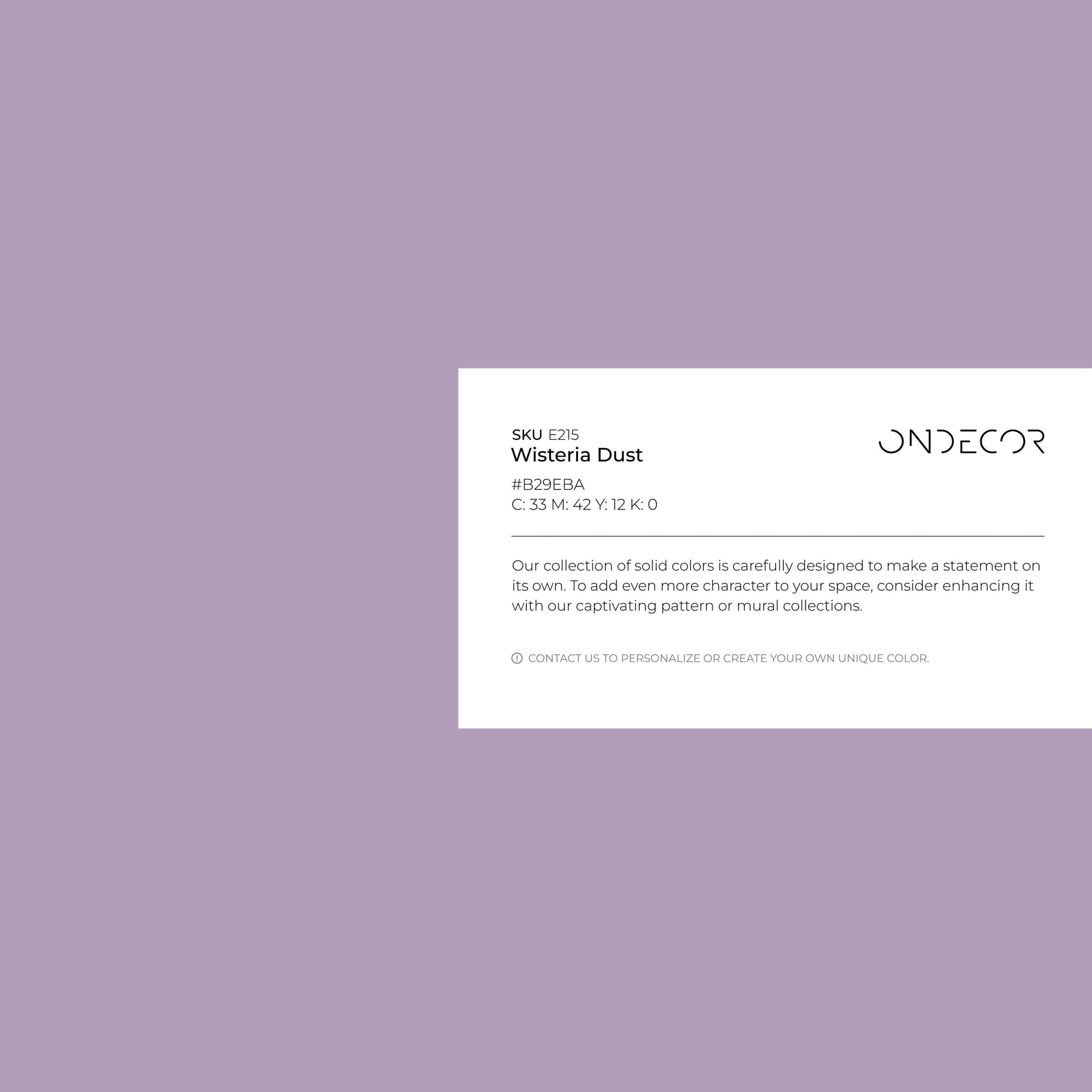 Wisteria Dust Wallpaper / Solid Color / A Modern Minimalist Design in Pastel Lilac Purple - E215