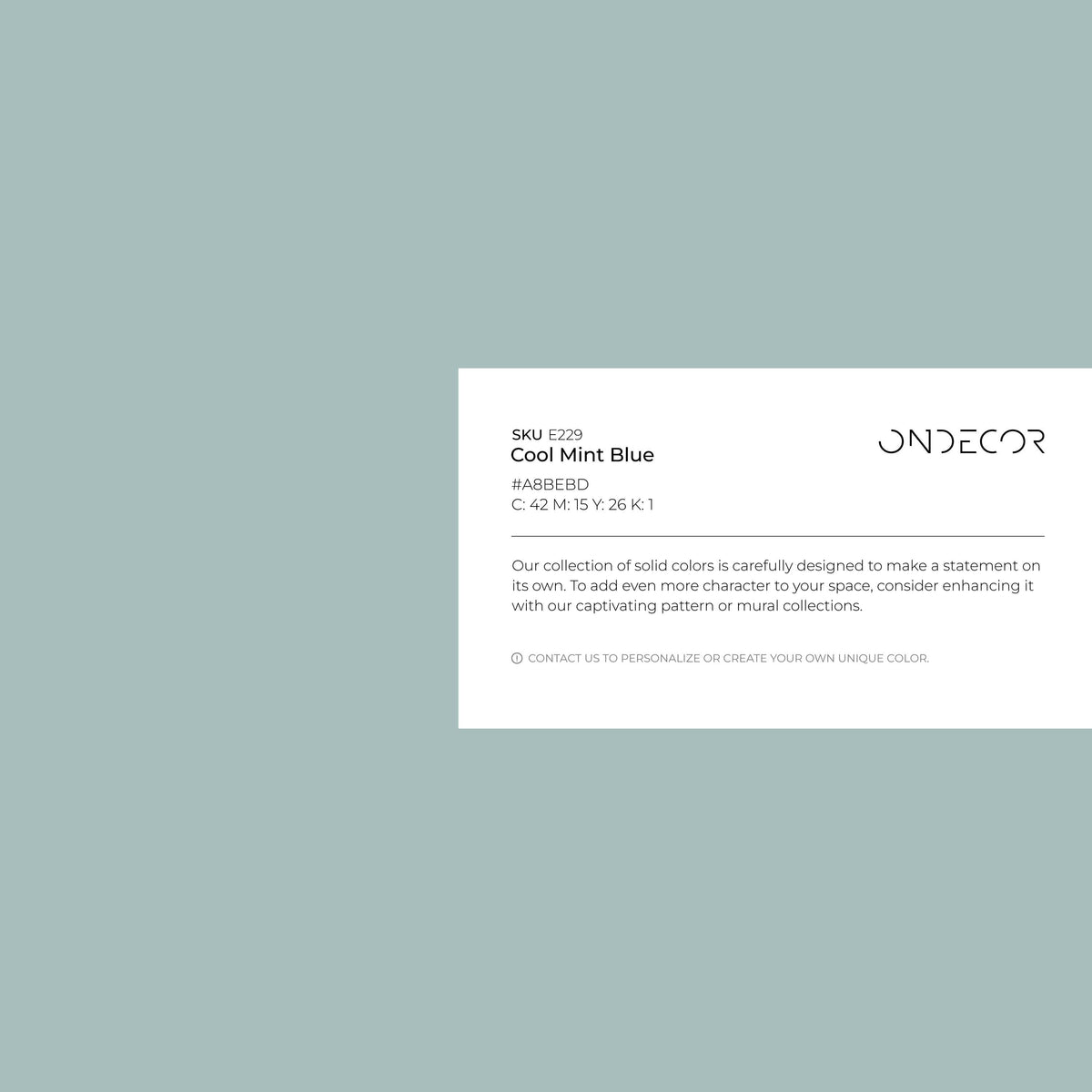 Cool Mint Blue Wallpaper / Solid Color / A Minimalist Design in a Calming Sage Green - E229