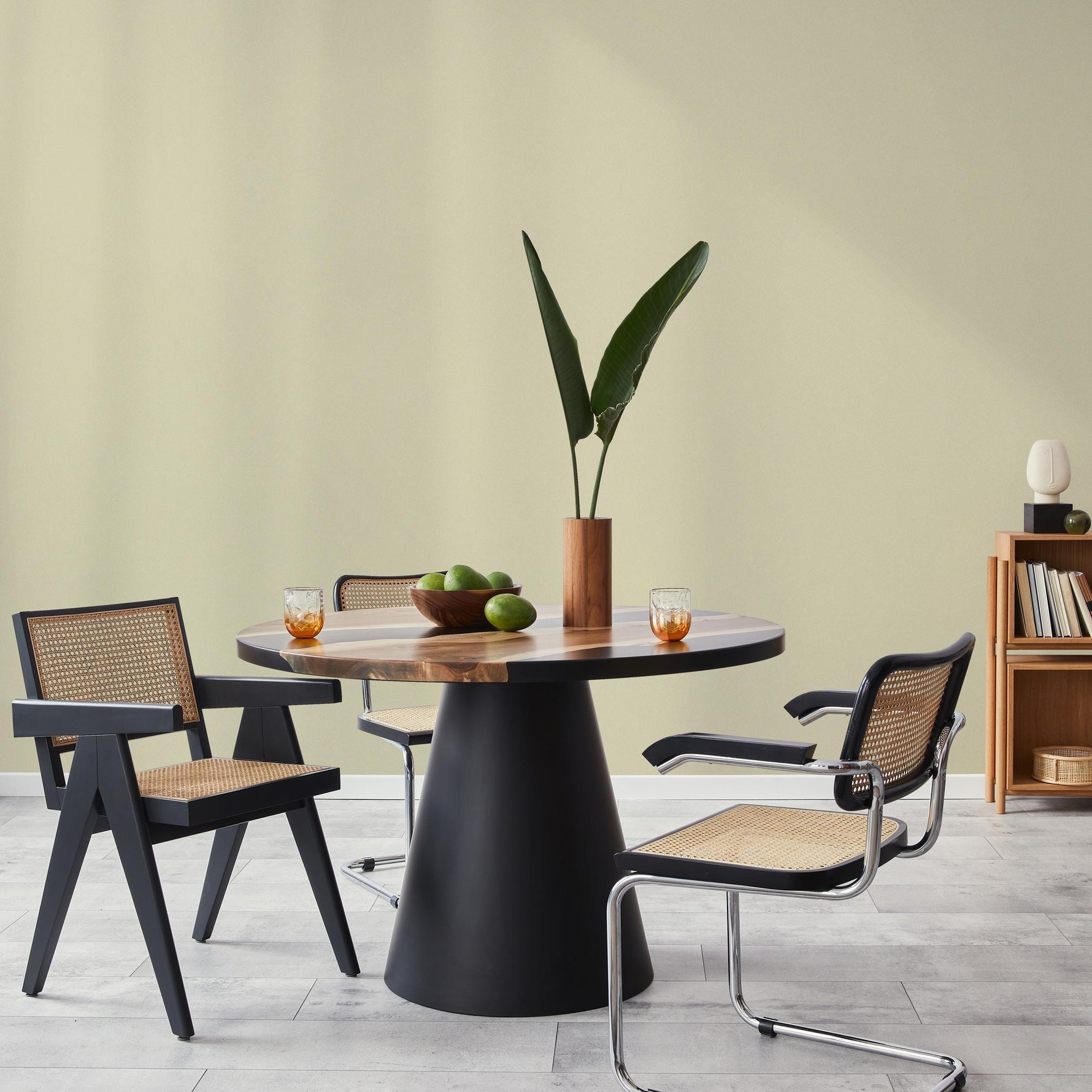 Limestone Wash Wallpaper / Solid Color with a Subtle Textured Effect in Pale Sage Green - E232