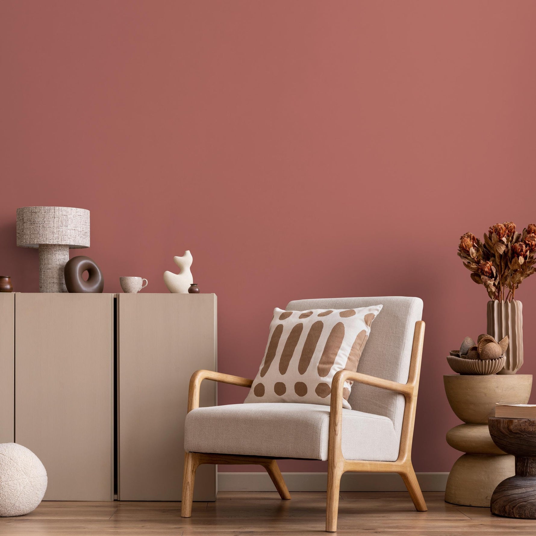 Spiced Coral Wallpaper / Solid Color / A Minimalist Design in a Warm Terracotta Clay Hue - E208
