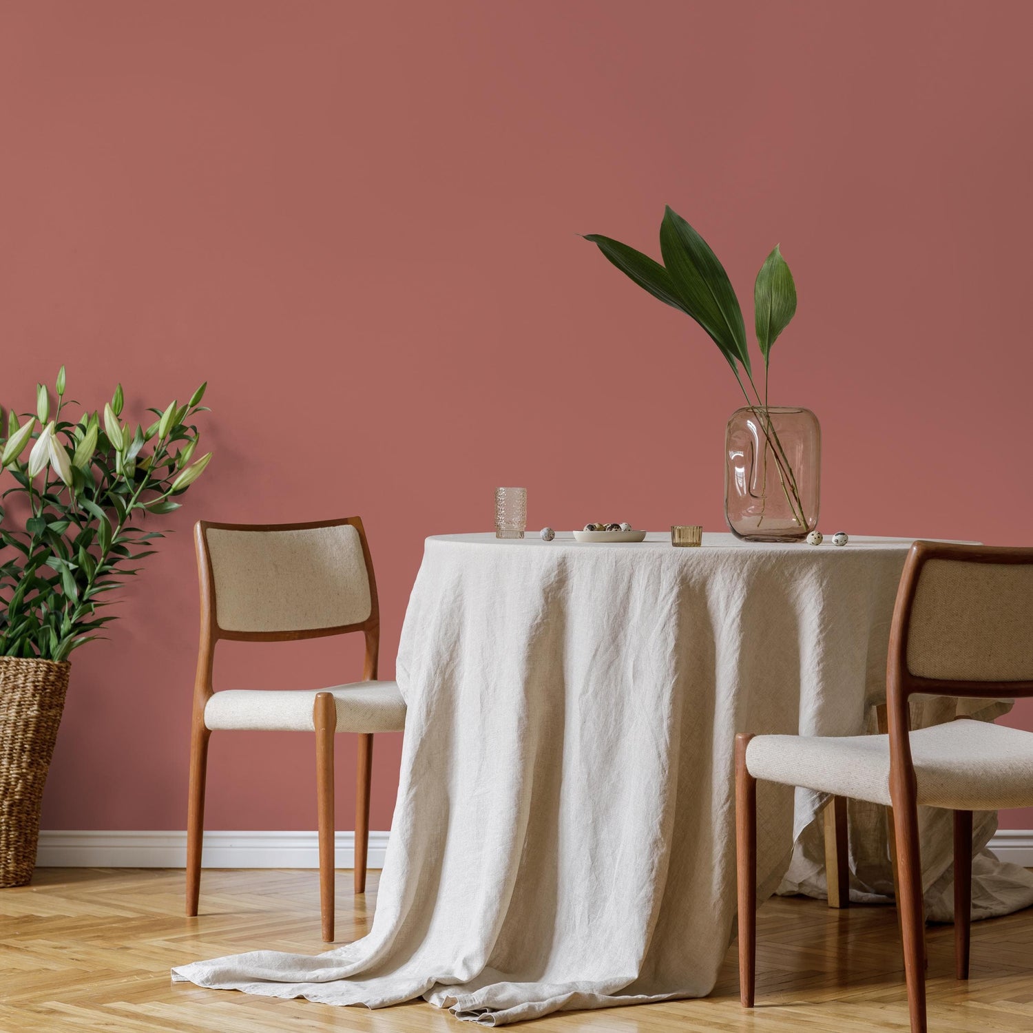 Spiced Coral Wallpaper / Solid Color / A Minimalist Design in a Warm Terracotta Clay Hue - E208