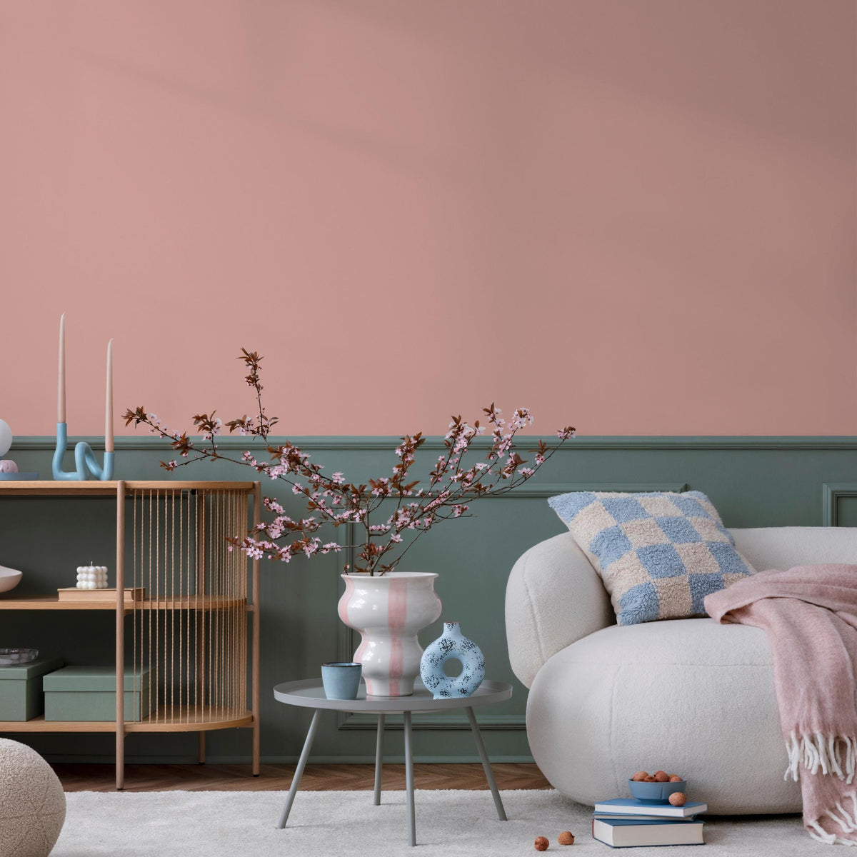 Peach Blush Wallpaper / Solid Color / A Minimalist Design in Soft Apricot and Light Coral - E212