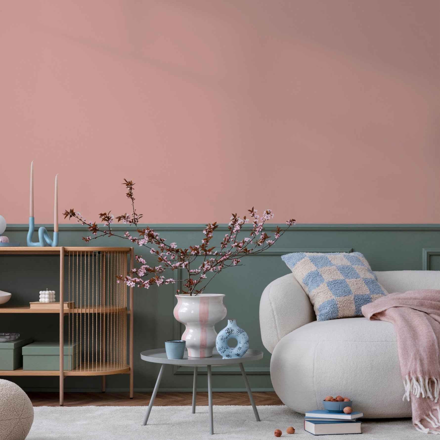 Peach Blush Wallpaper / Solid Color / A Minimalist Design in Soft Apricot and Light Coral - E212