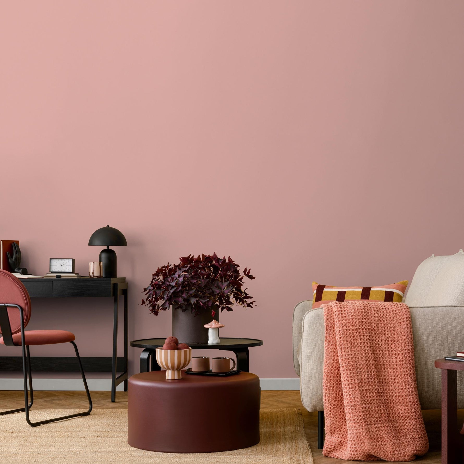 Peach Blush Wallpaper / Solid Color / A Minimalist Design in Soft Apricot and Light Coral - E212