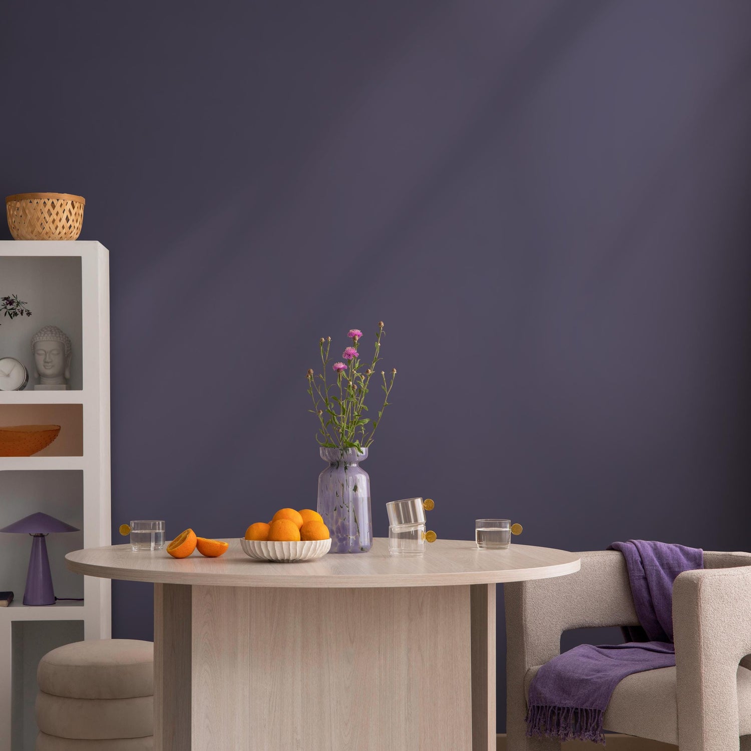 Smokey Violet Wallpaper / Solid Color / A Minimalist and Moody Accent in a Deep Greyish Purple Hue - E220