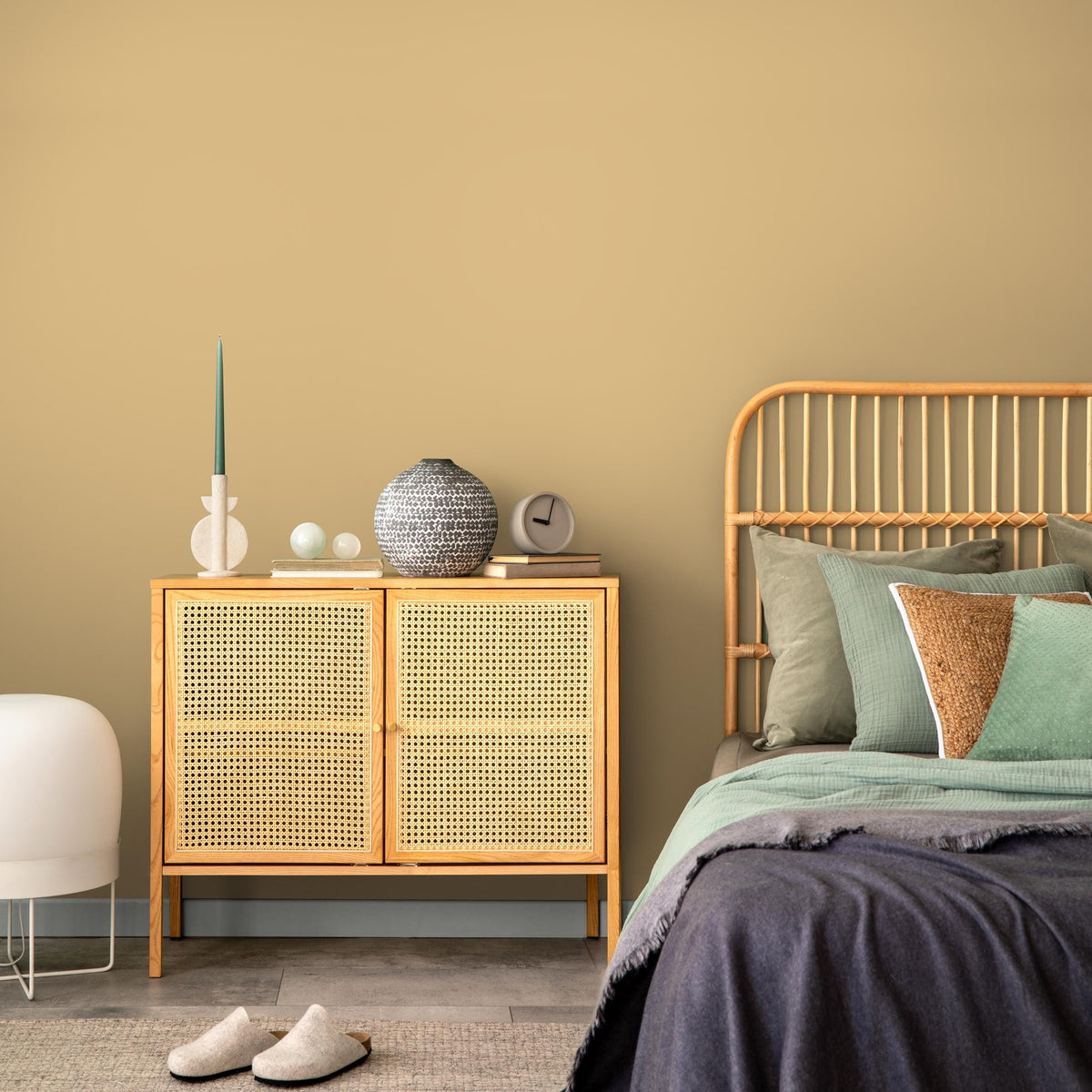 Soft Citrus Wallpaper / Solid Color With a Minimalist Solid Hue in Muted Ochre Yellow - E204