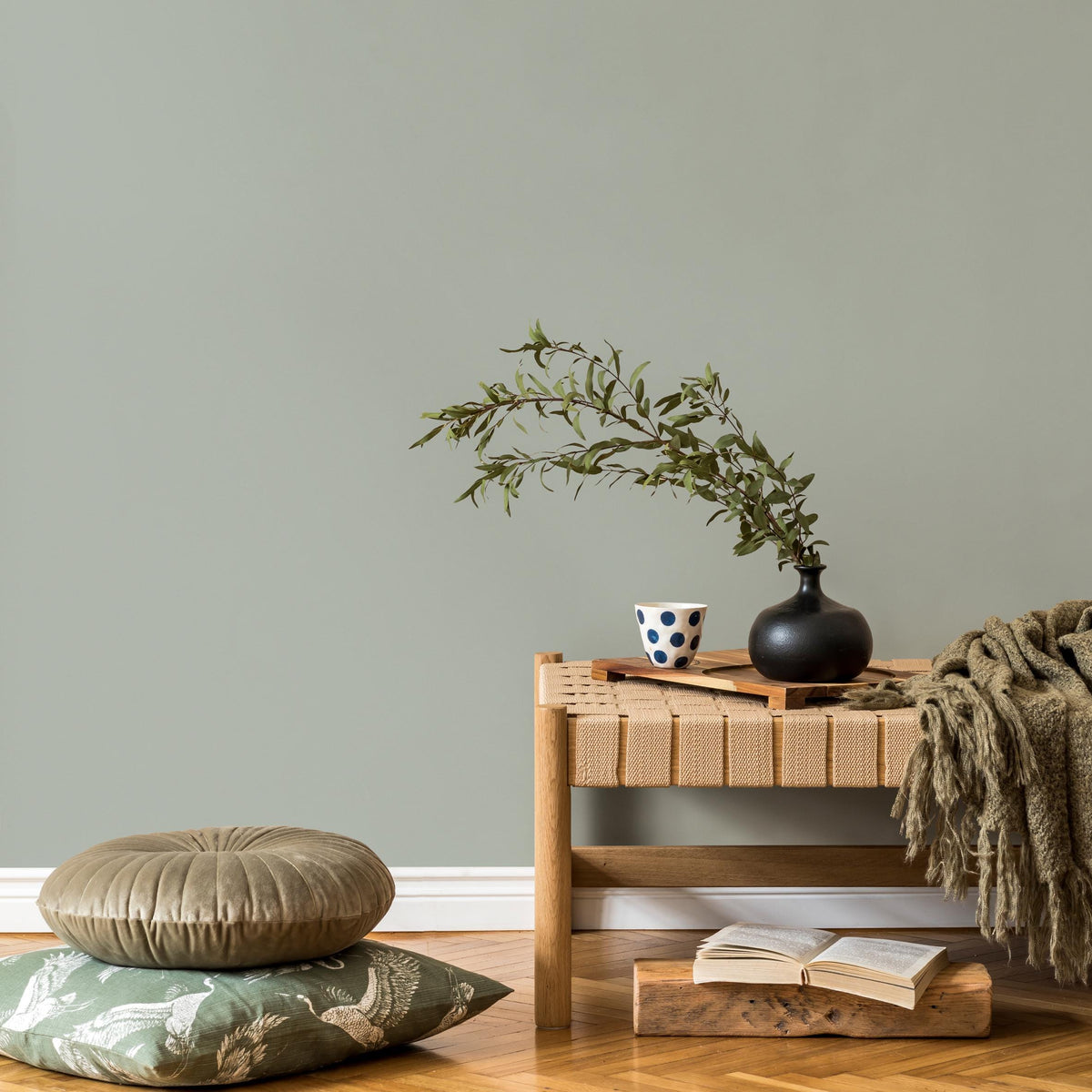 Mist Laurel Wallpaper / Solid Color / A Serene Solid Hue in Muted Sage Green - E230