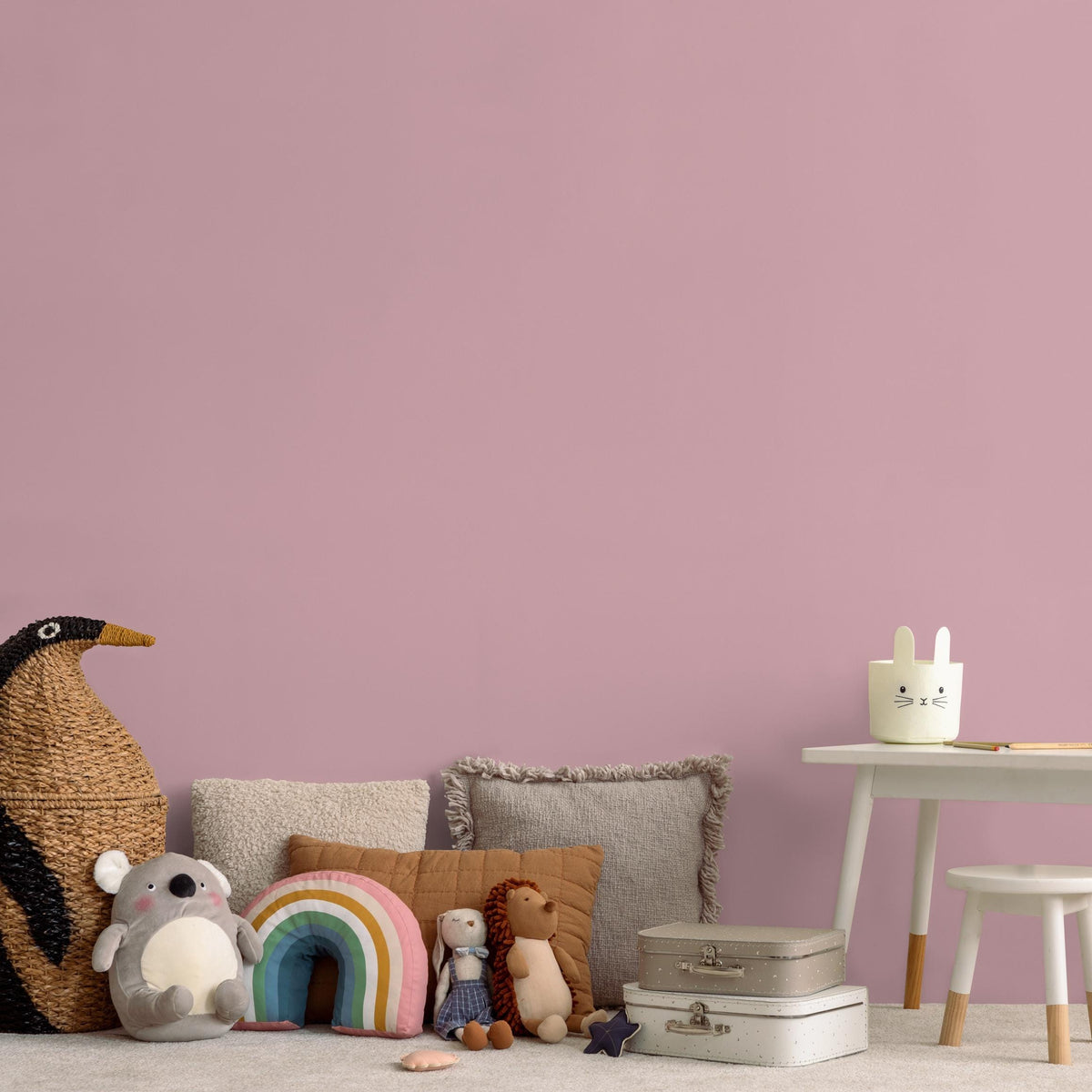 Blushed Mauve Wallpaper, Removable Solid Color Wall Mural in a Soft Dusty Rose and Vintage Pink Hue - E213