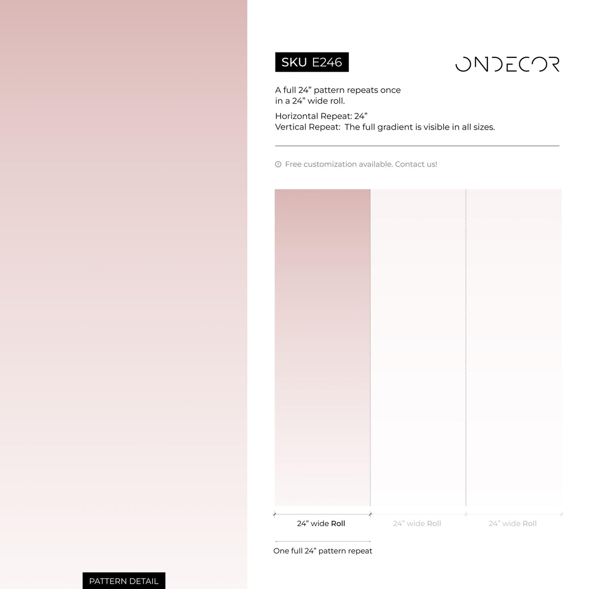 Ombre Wallpaper with a Subtle Gradient in Dusty Pink - E246