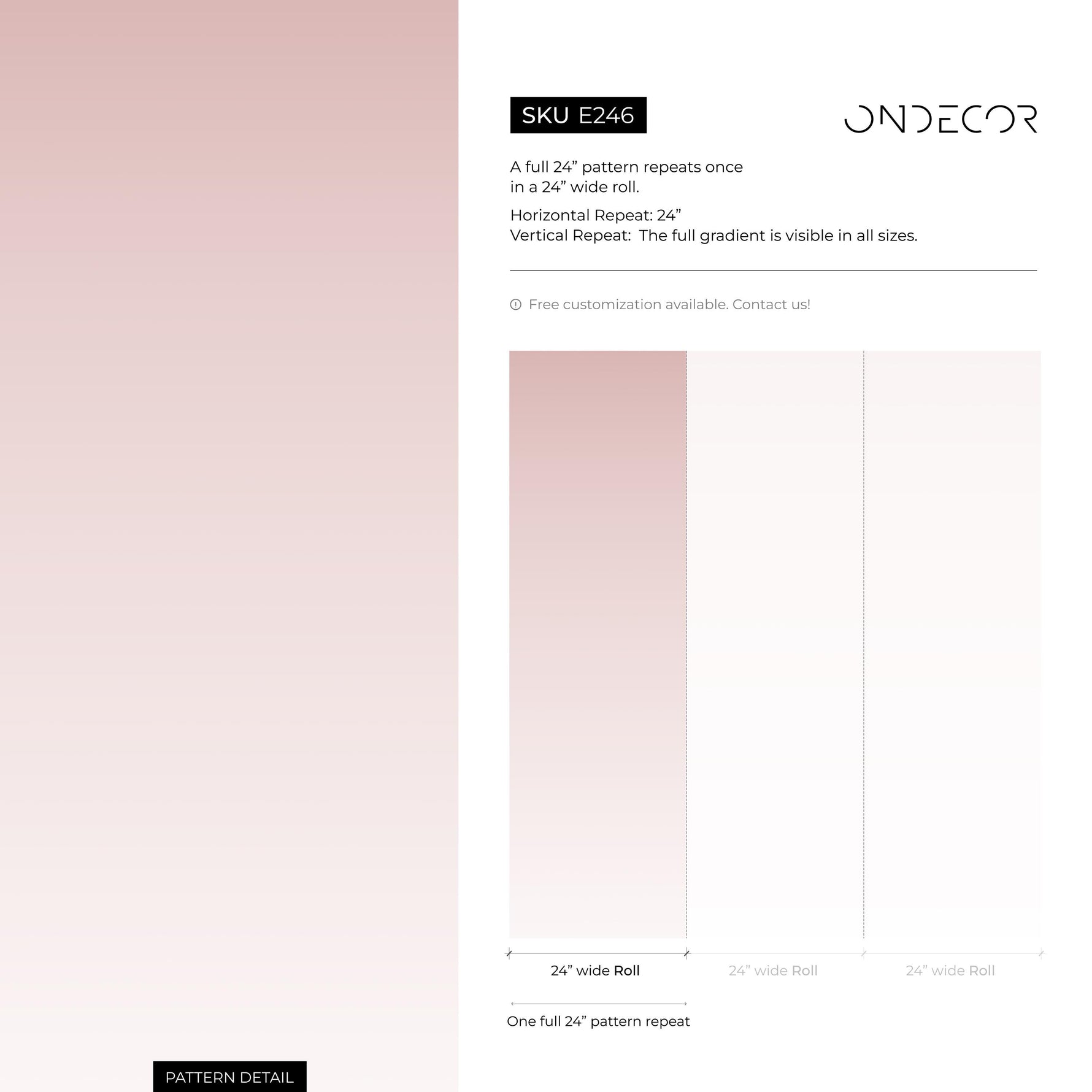 Ombre Wallpaper with a Subtle Gradient in Dusty Pink - E246