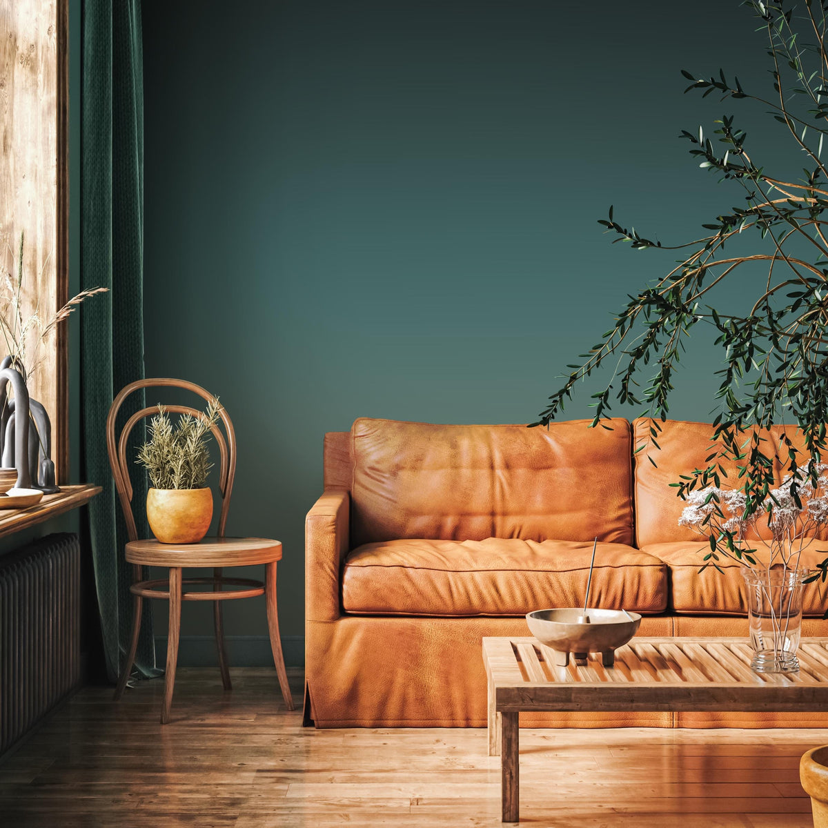 Ombre Wallpaper with a Smooth Gradient Effect in Teal and Green - E264