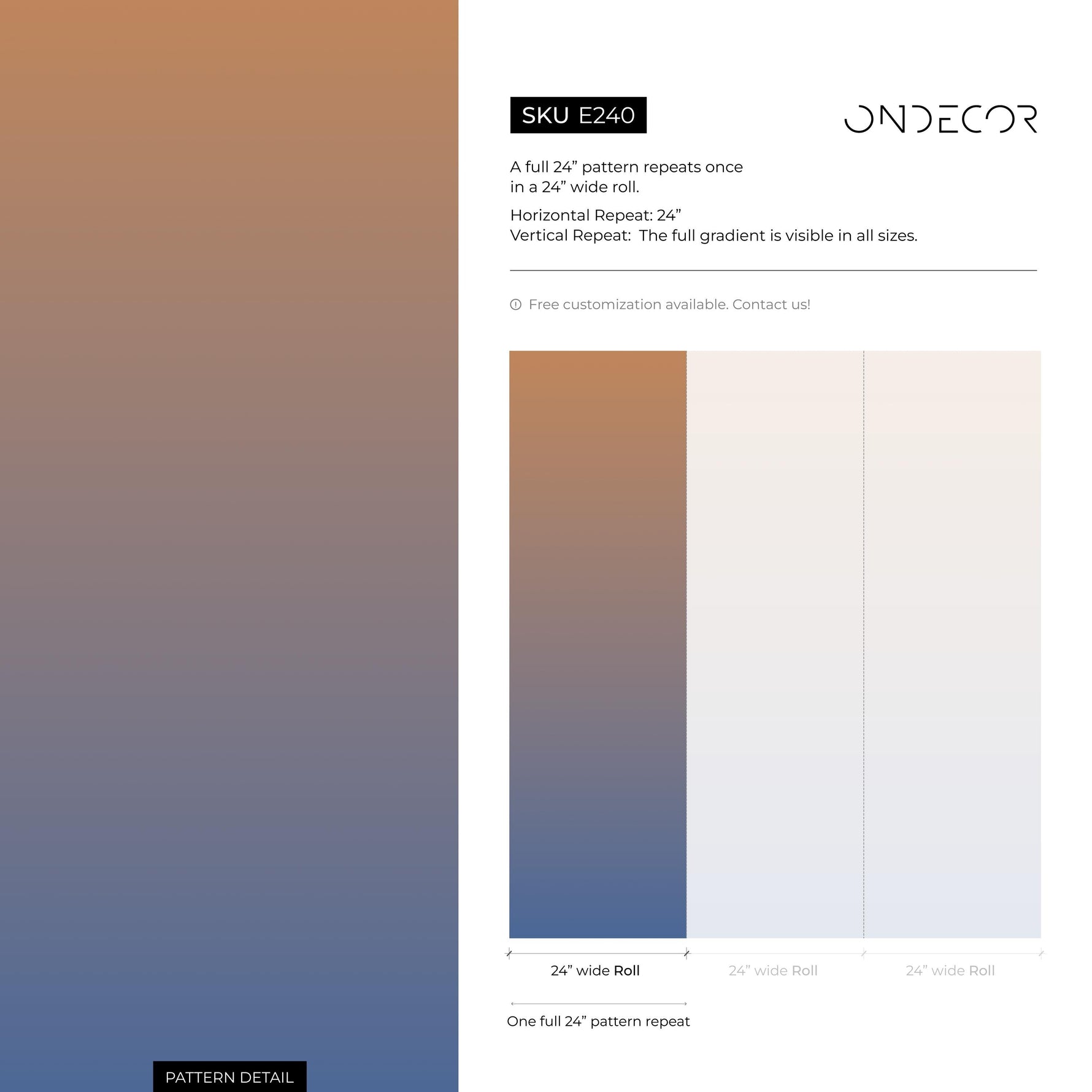 Ombre Wallpaper with a Sunset Gradient in Orange, Purple, and Blue - E240