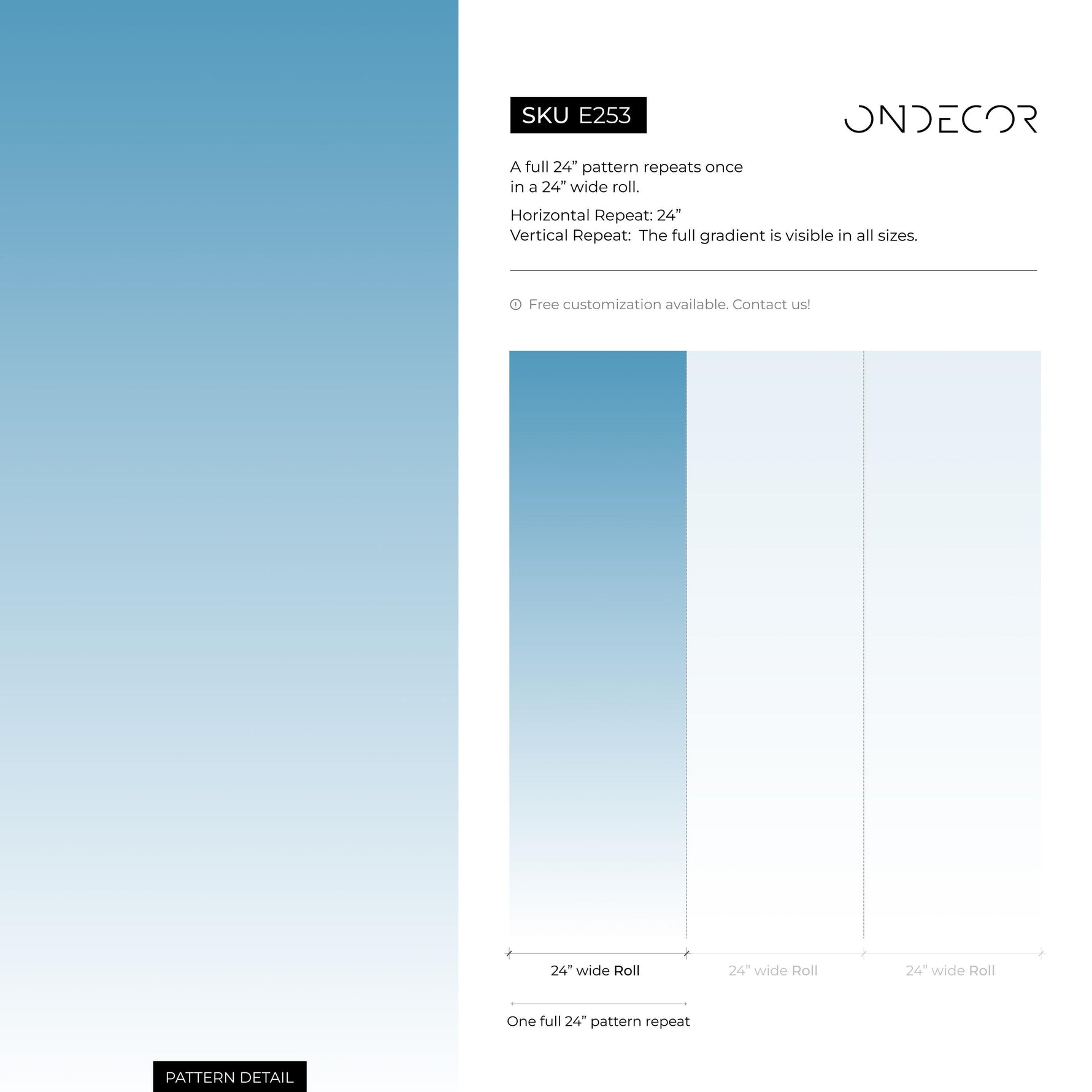 Ombre Wallpaper with a Subtle Gradient Effect in Blue - E253