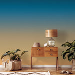 Ombre Wallpaper with a Sunset Gradient in Teal and Tan - E257