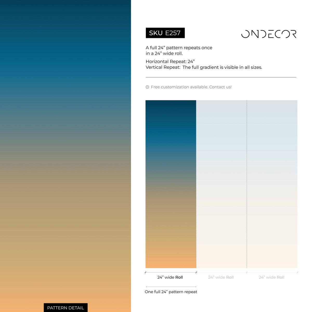 Ombre Wallpaper with a Sunset Gradient in Teal and Tan - E257