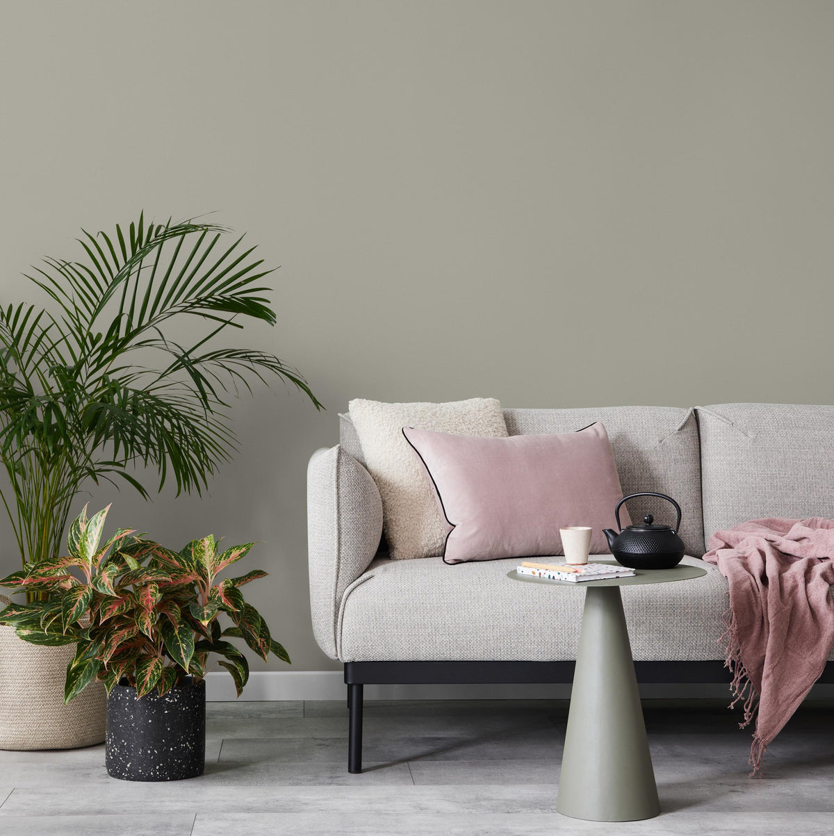 Pale Stone Green Wallpaper / Solid Color / A Minimalist and Modern Design in an Earthy Sage Green - E238
