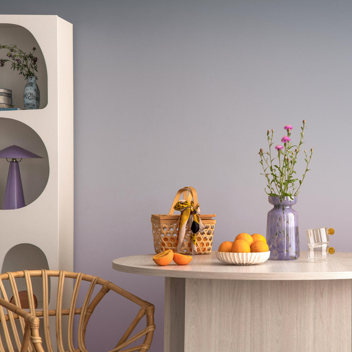 Ombre Wallpaper with a Vertical Fade in Purple, Grey, and Blue - E261
