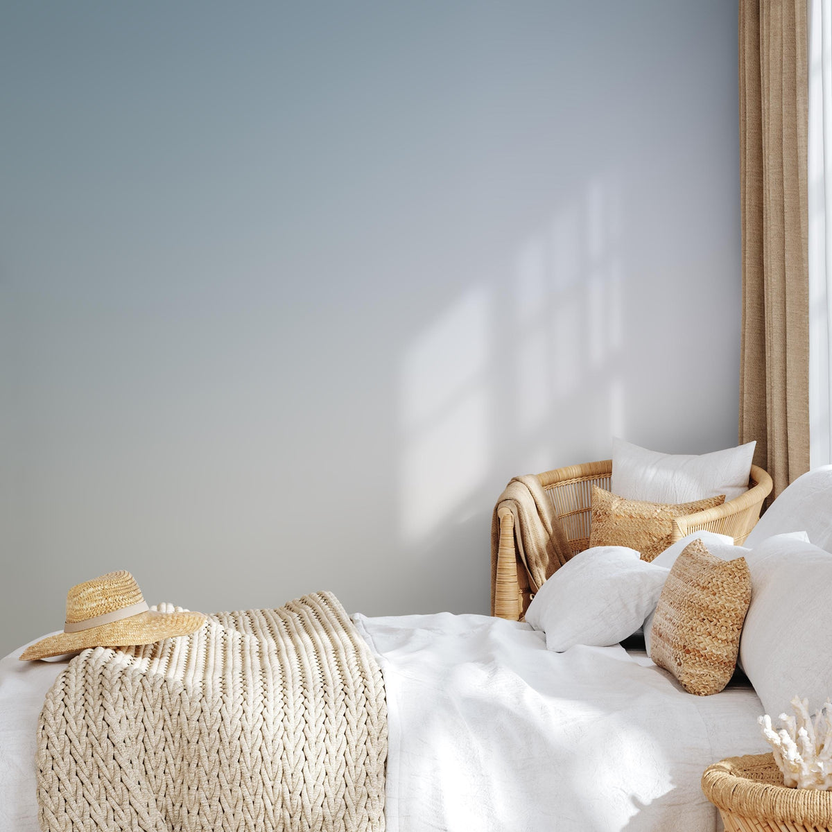 Abstract Wallpaper with Wavy Lines and Organic Shapes in Turquoise and Blue - E245