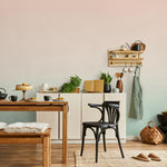 Mid Century Modern Wallpaper with Whimsical Abstract Shapes in Turquoise and Deep Blue - E247