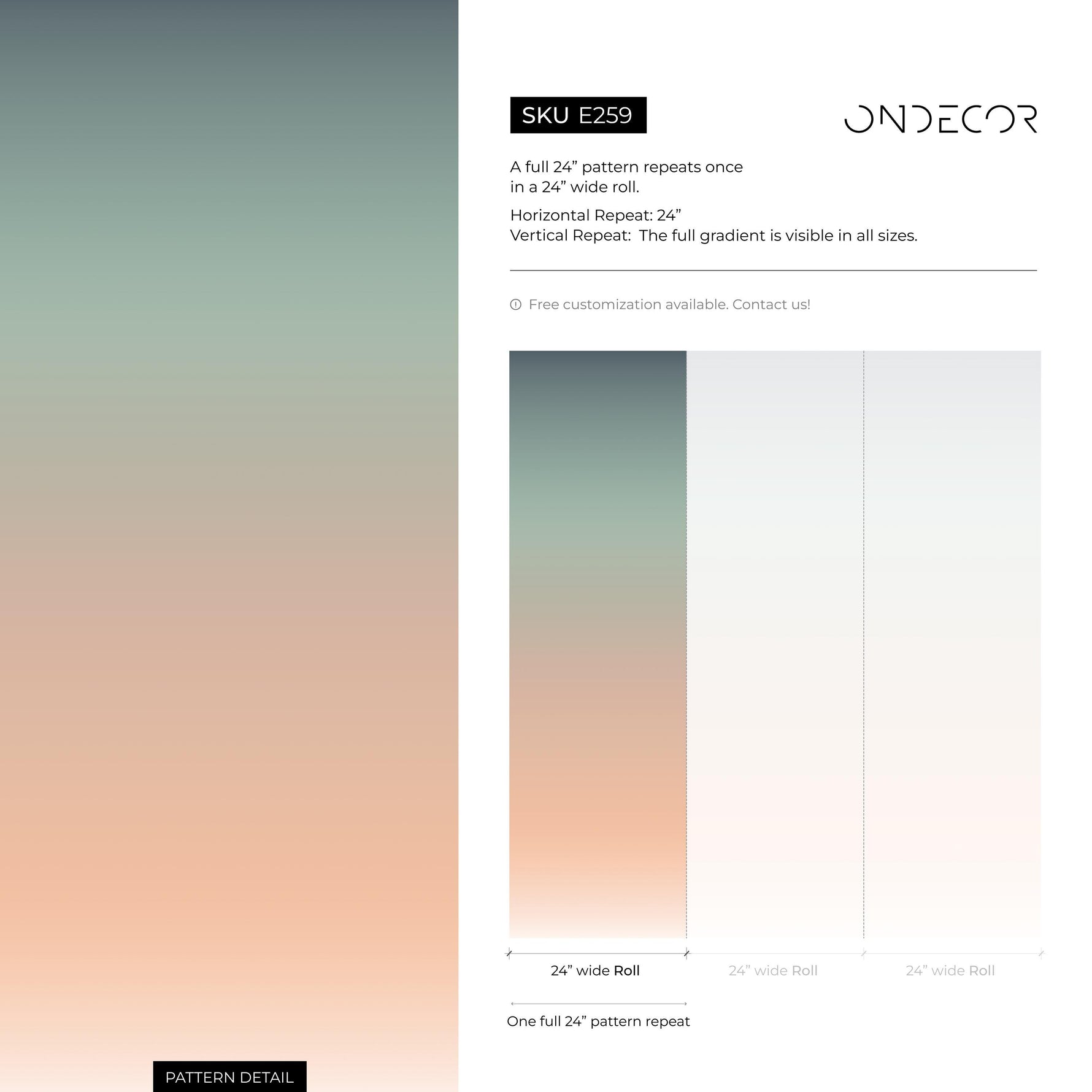 Ombre Wallpaper with a Soft Gradient in Teal and Peach - E259